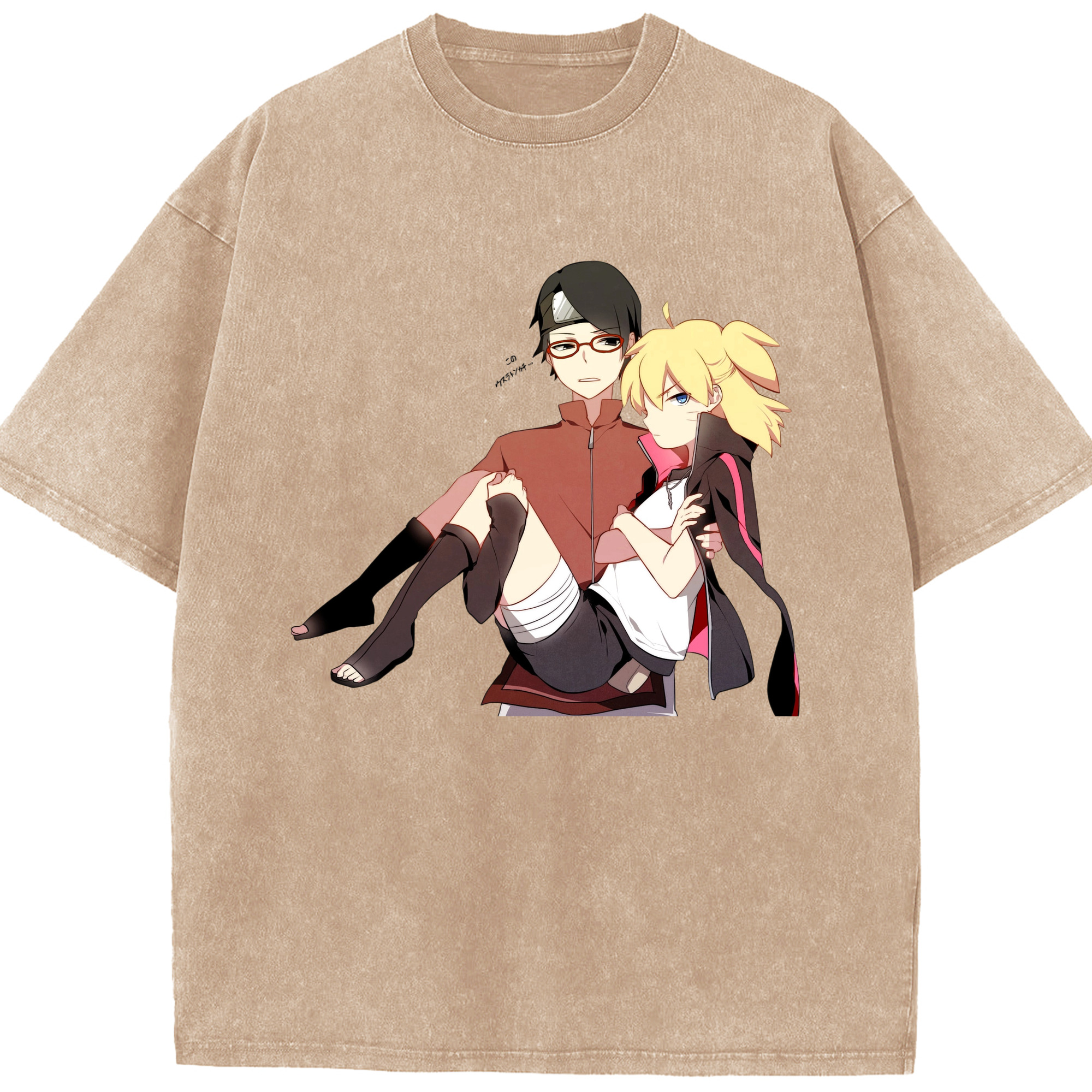 （画像用） NARUTO -ナルト- うちは サラダ Uchiha Sarada 綿100% ヴィンテージ風 半袖Tシャツ（フロントプリント）