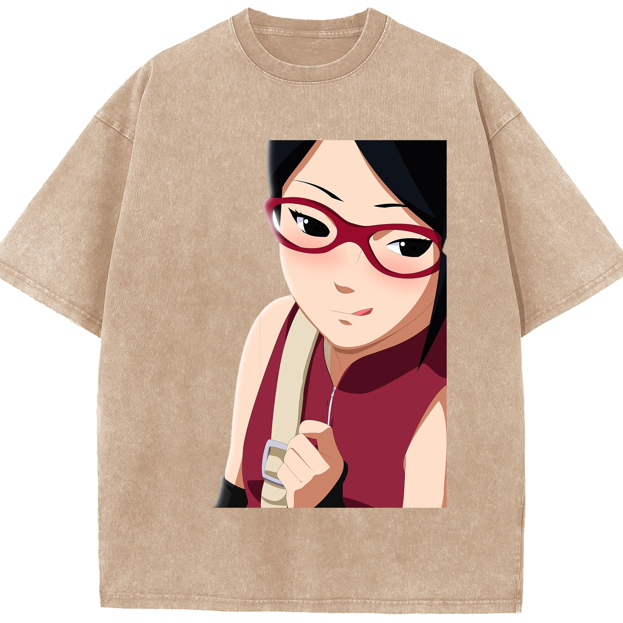 （画像用） NARUTO -ナルト- うちは サラダ Uchiha Sarada 綿100% ヴィンテージ風 半袖Tシャツ（フロントプリント）