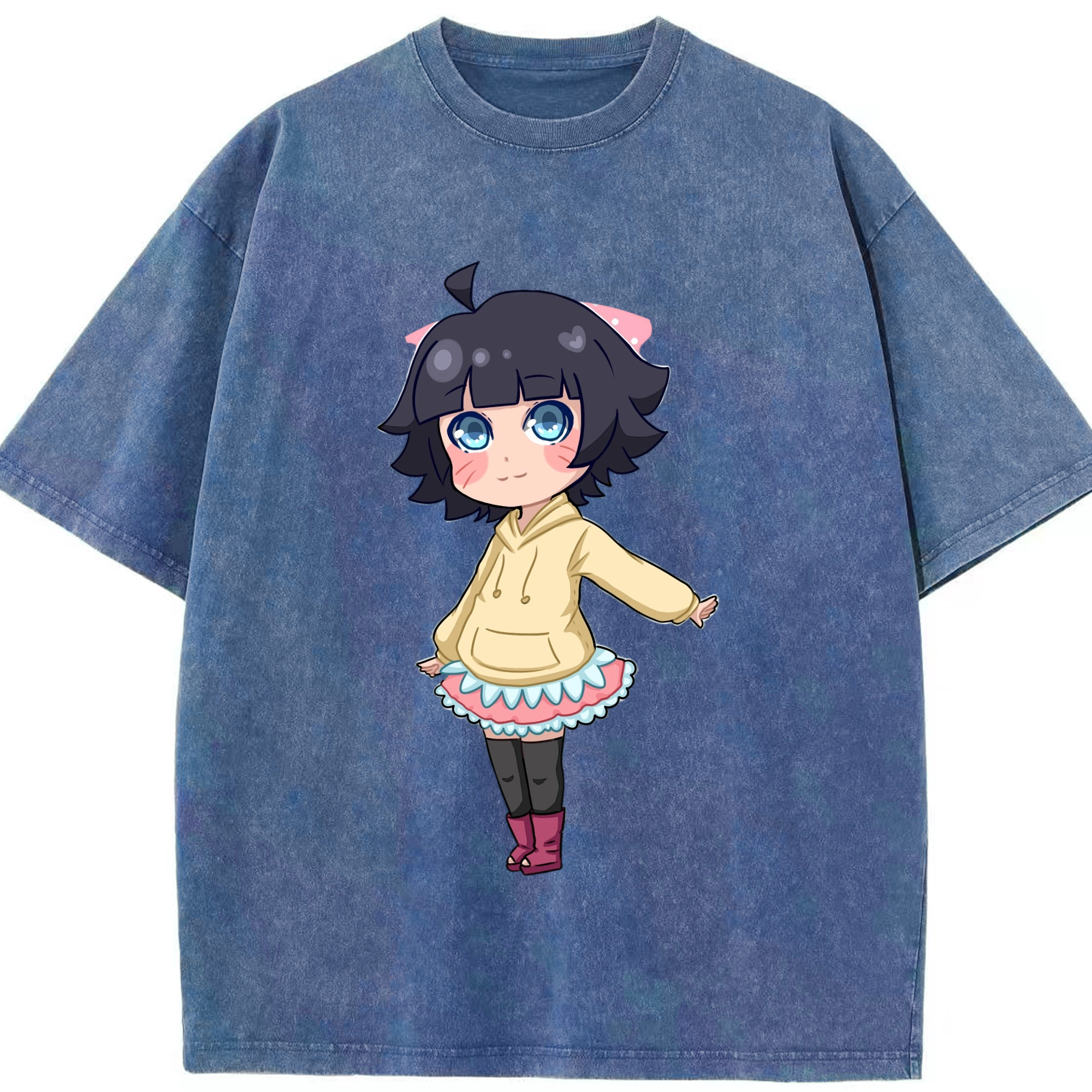 （画像用） NARUTO -ナルト- うずまき ヒマワリ Uzumaki Himawari 綿100% ヴィンテージ風 半袖Tシャツ（フロントプリント）