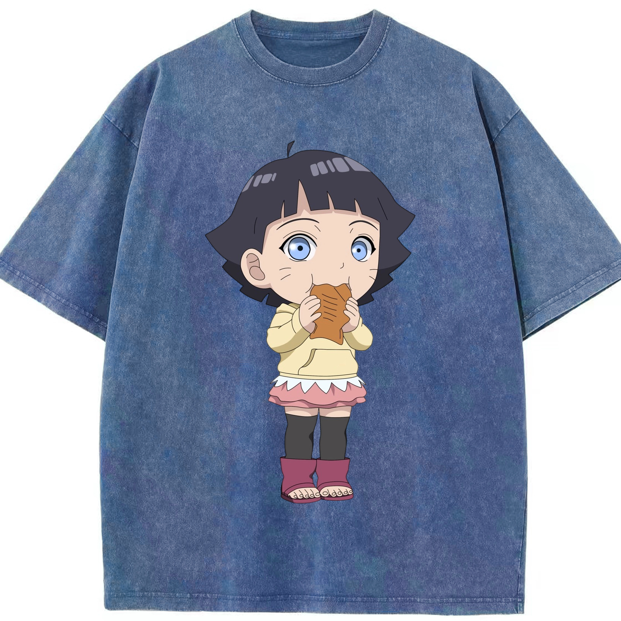 （画像用） NARUTO -ナルト- うずまき ヒマワリ Uzumaki Himawari 綿100% ヴィンテージ風 半袖Tシャツ（フロントプリント）