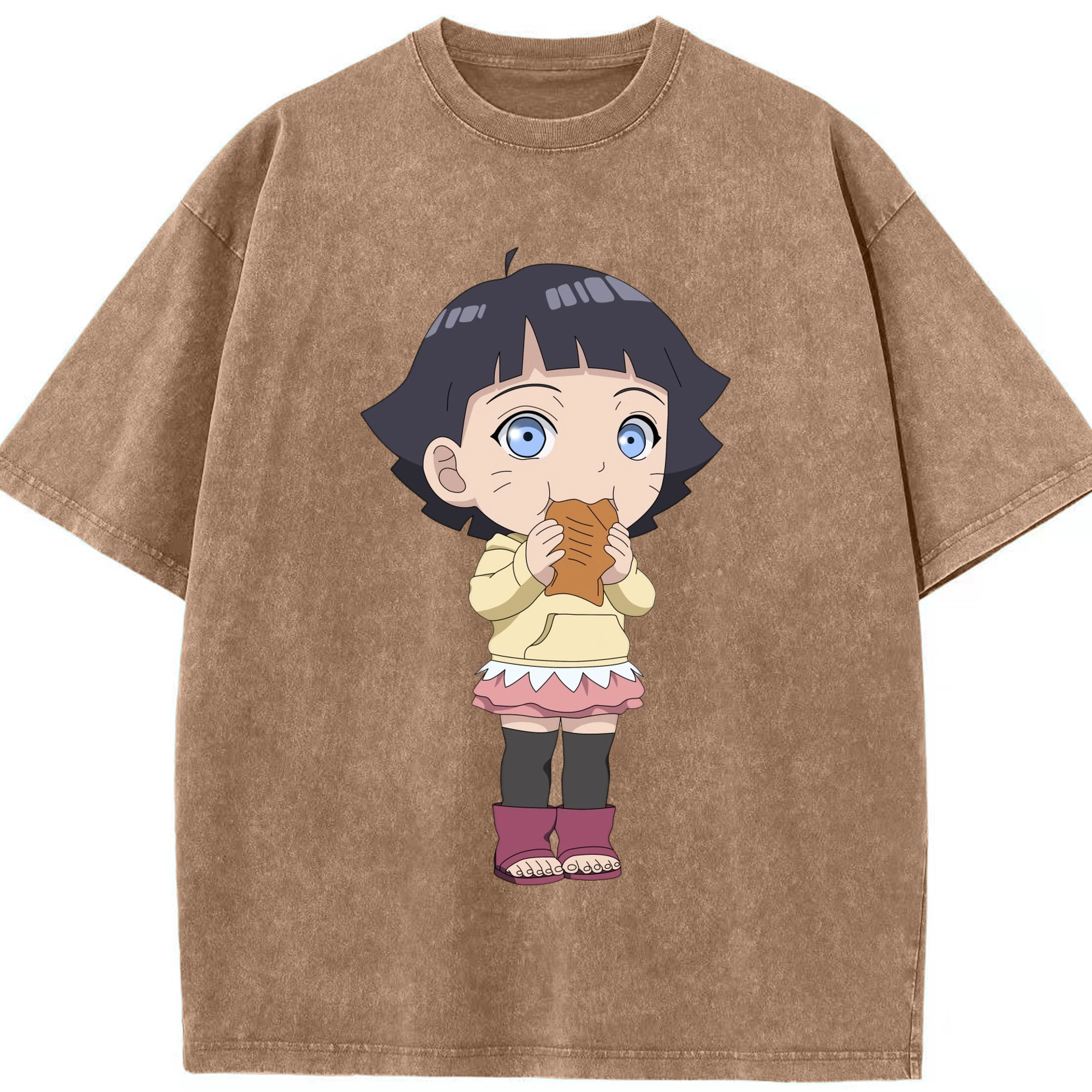 （画像用） NARUTO -ナルト- うずまき ヒマワリ Uzumaki Himawari 綿100% ヴィンテージ風 半袖Tシャツ（フロントプリント）
