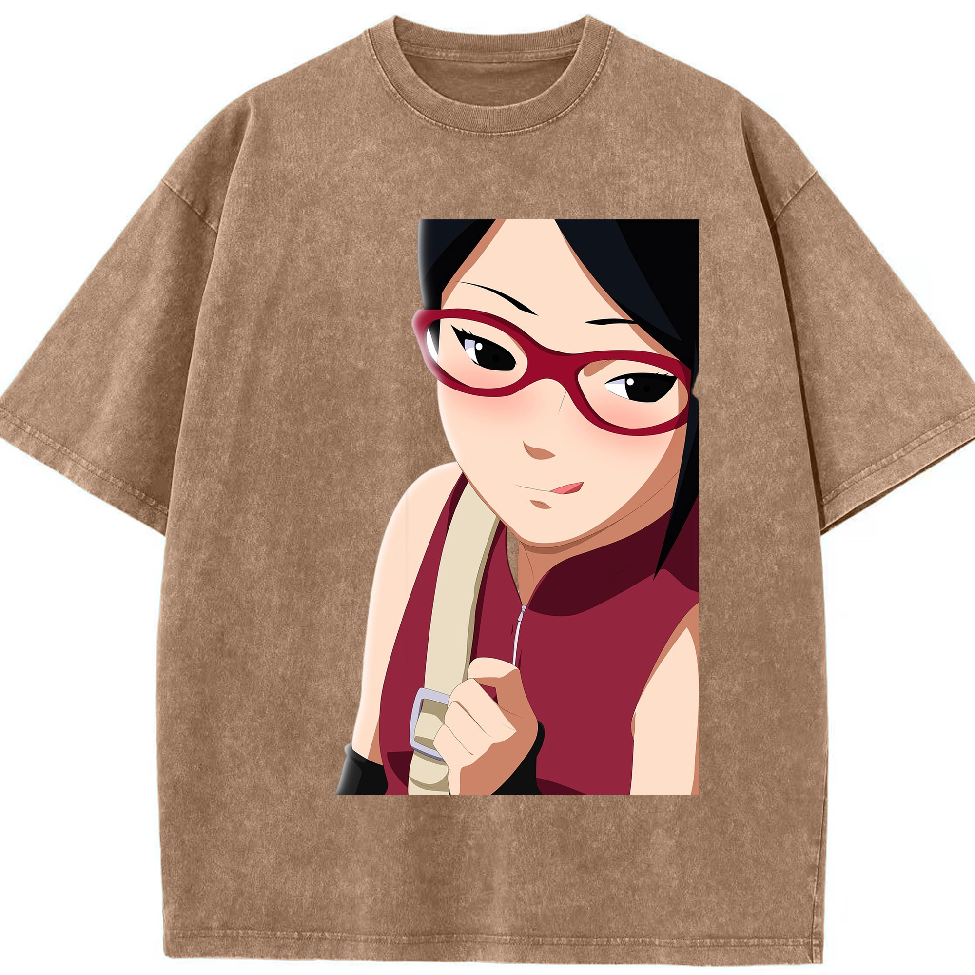 （画像用） NARUTO -ナルト- うちは サラダ Uchiha Sarada 綿100% ヴィンテージ風 半袖Tシャツ（フロントプリント）