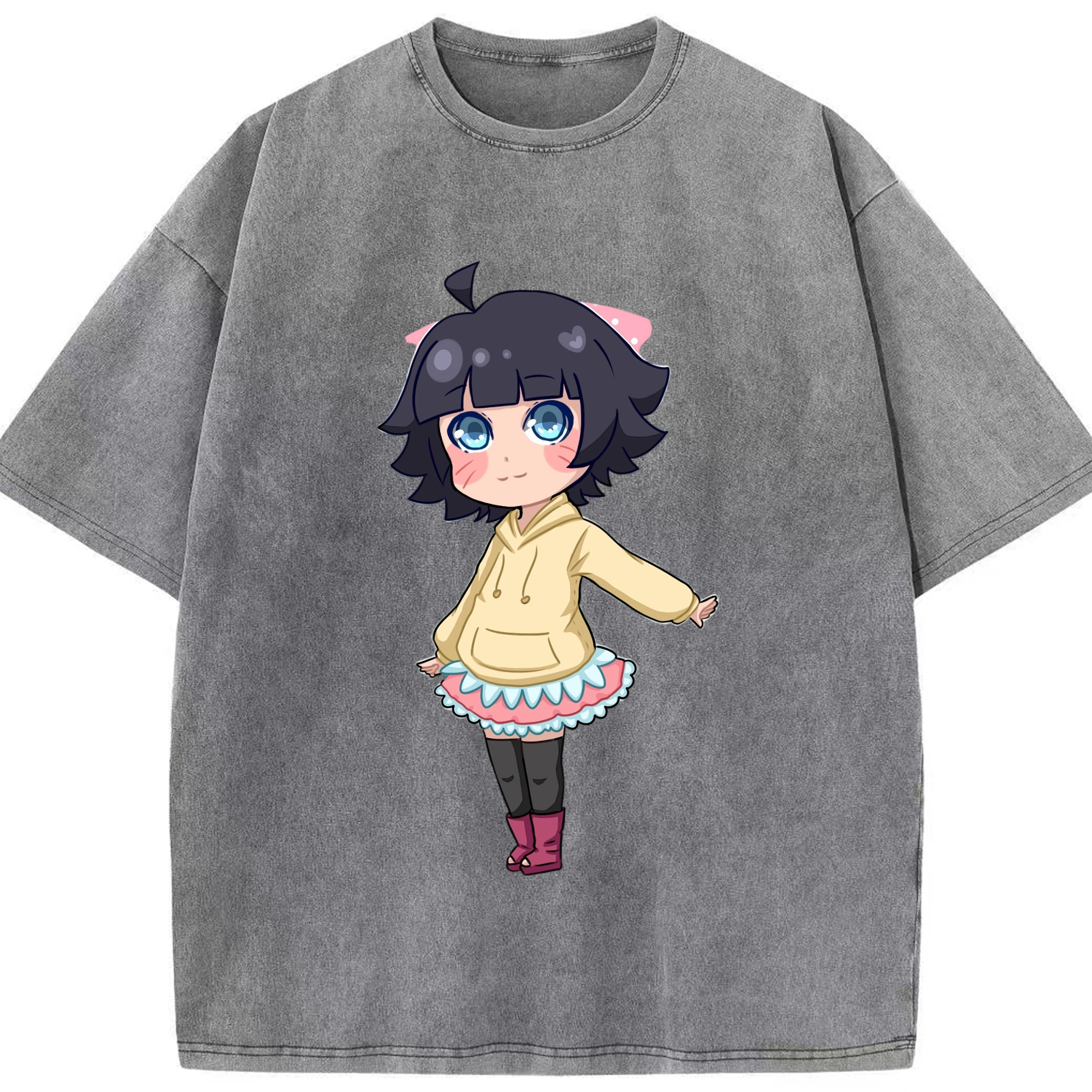 （画像用） NARUTO -ナルト- うずまき ヒマワリ Uzumaki Himawari 綿100% ヴィンテージ風 半袖Tシャツ（フロントプリント）
