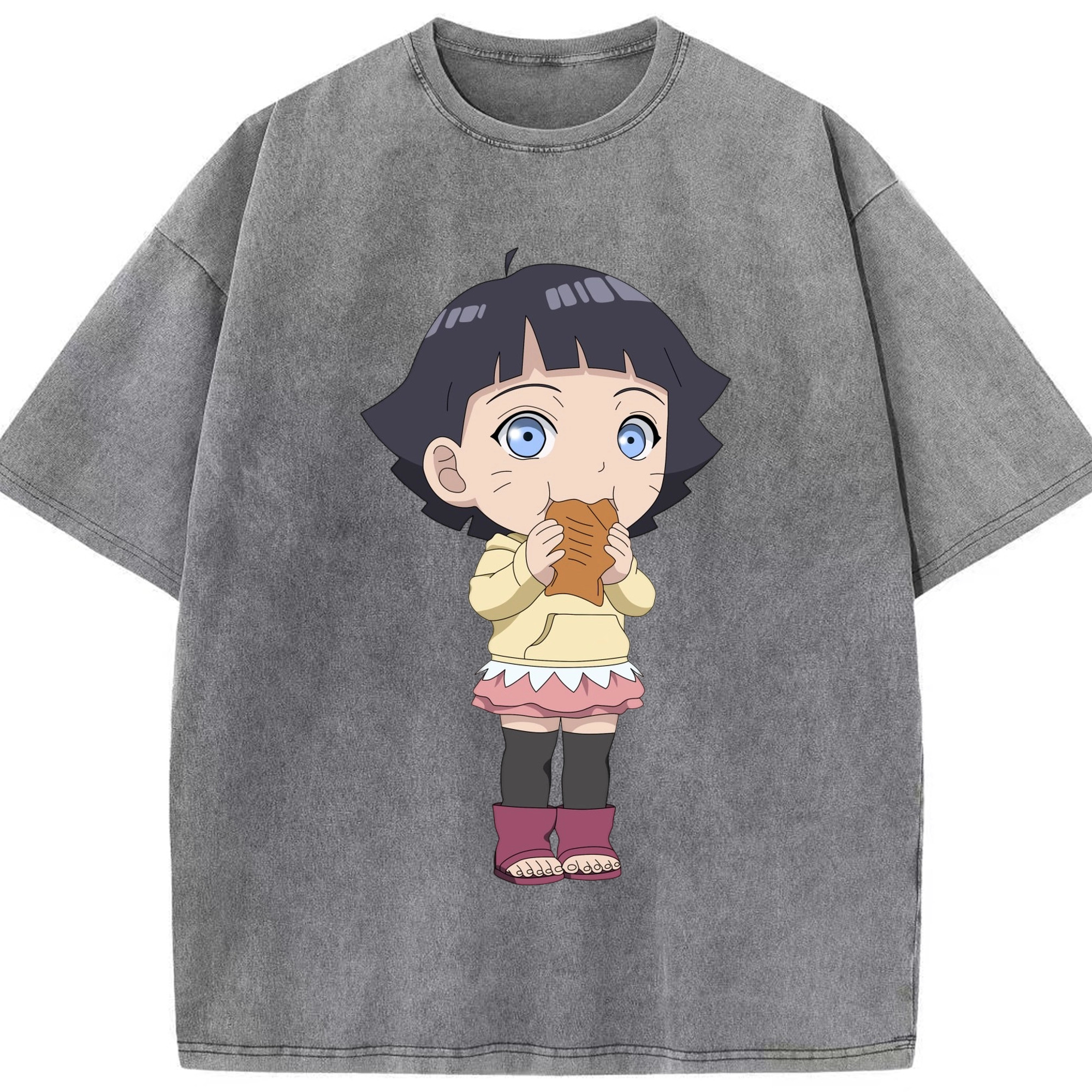 （画像用） NARUTO -ナルト- うずまき ヒマワリ Uzumaki Himawari 綿100% ヴィンテージ風 半袖Tシャツ（フロントプリント）