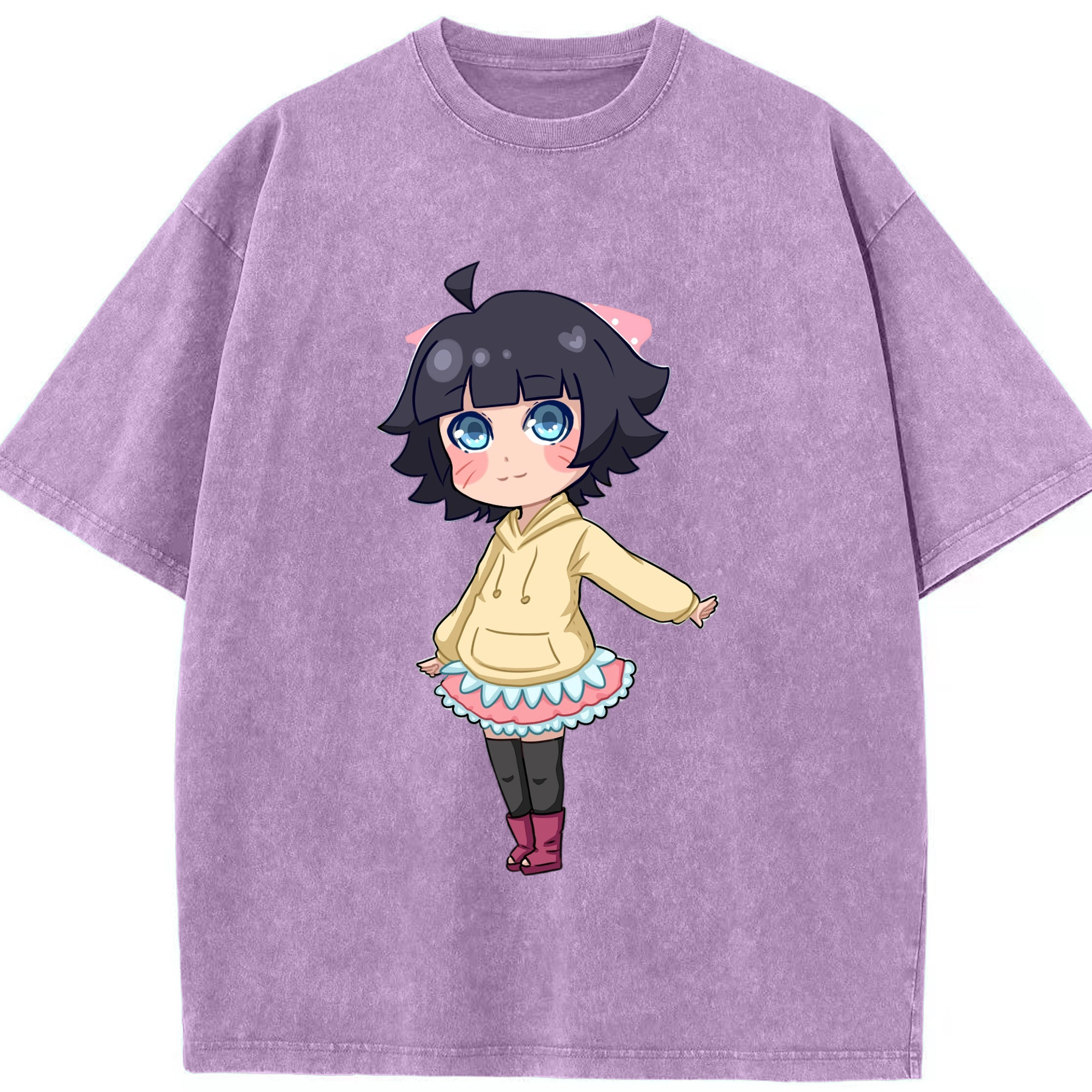 （画像用） NARUTO -ナルト- うずまき ヒマワリ Uzumaki Himawari 綿100% ヴィンテージ風 半袖Tシャツ（フロントプリント）