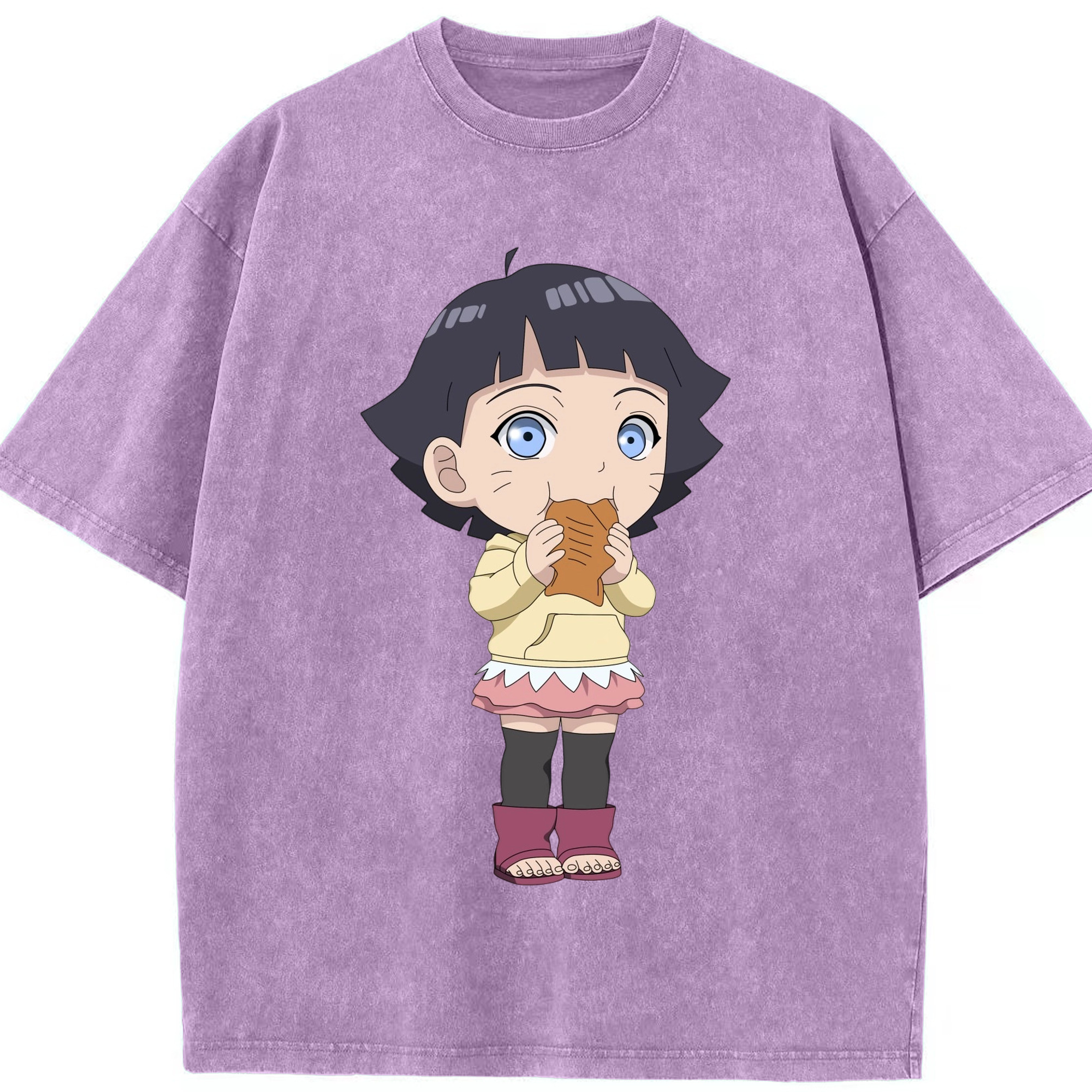 （画像用） NARUTO -ナルト- うずまき ヒマワリ Uzumaki Himawari 綿100% ヴィンテージ風 半袖Tシャツ（フロントプリント）