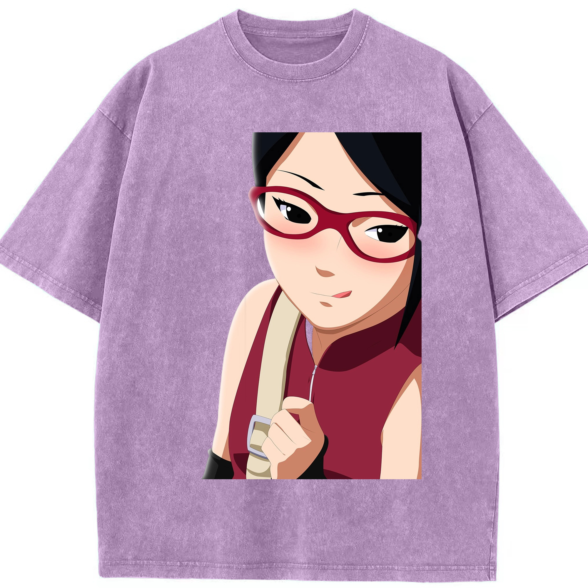 （画像用） NARUTO -ナルト- うちは サラダ Uchiha Sarada 綿100% ヴィンテージ風 半袖Tシャツ（フロントプリント）
