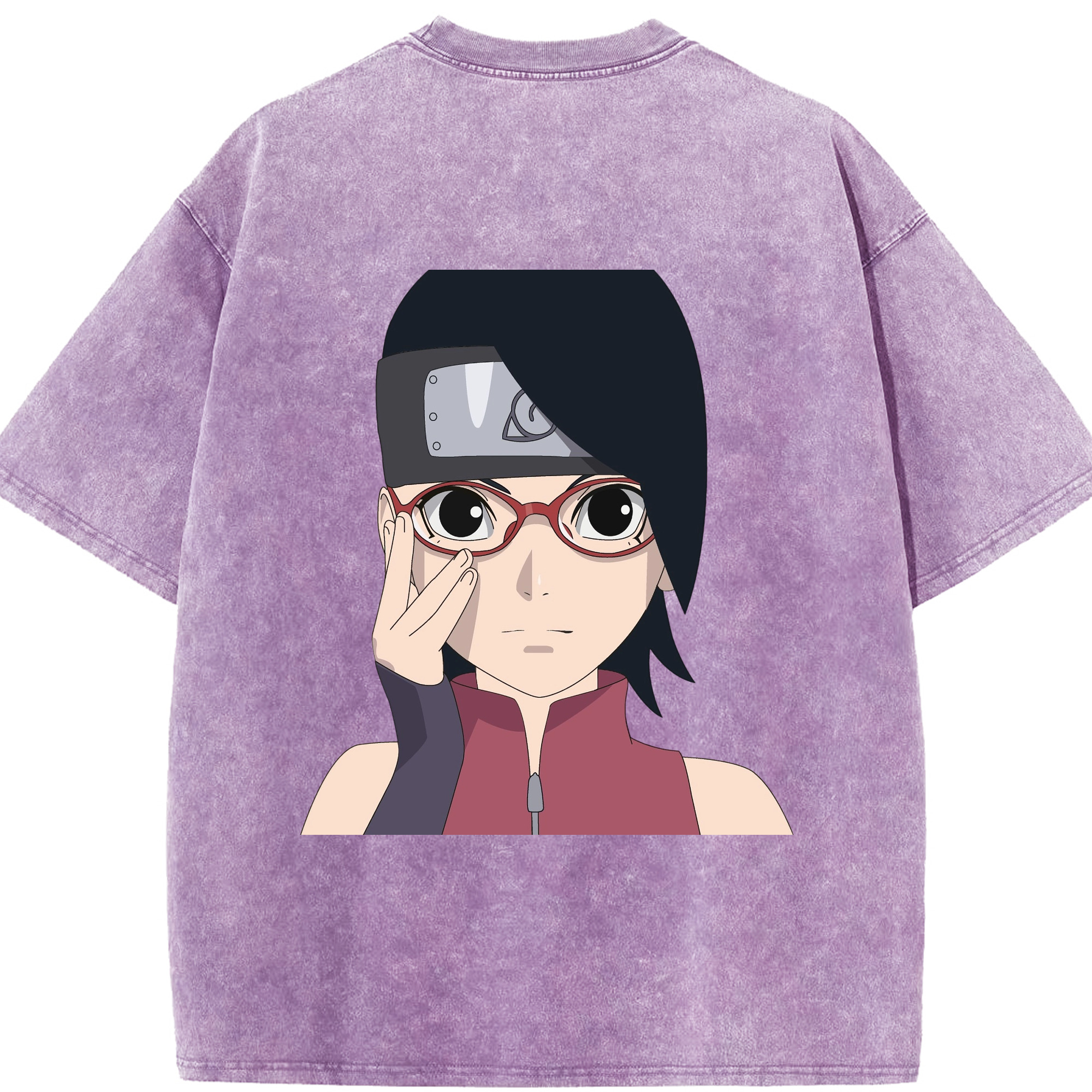 （画像用） NARUTO -ナルト- うちは サラダ Uchiha Sarada 綿100% ヴィンテージ風 半袖Tシャツ（背面プリント）