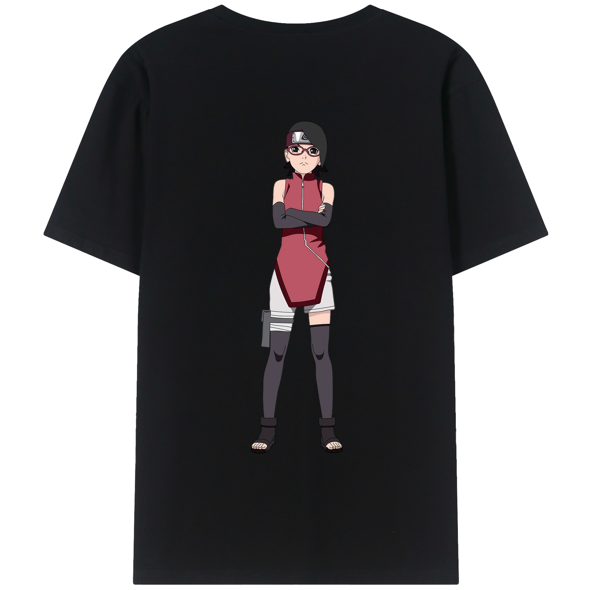 （画像用） NARUTO -ナルト- うちは サラダ Uchiha Sarada 綿100％ メンズ半袖Tシャツ（バックプリント） 通気性