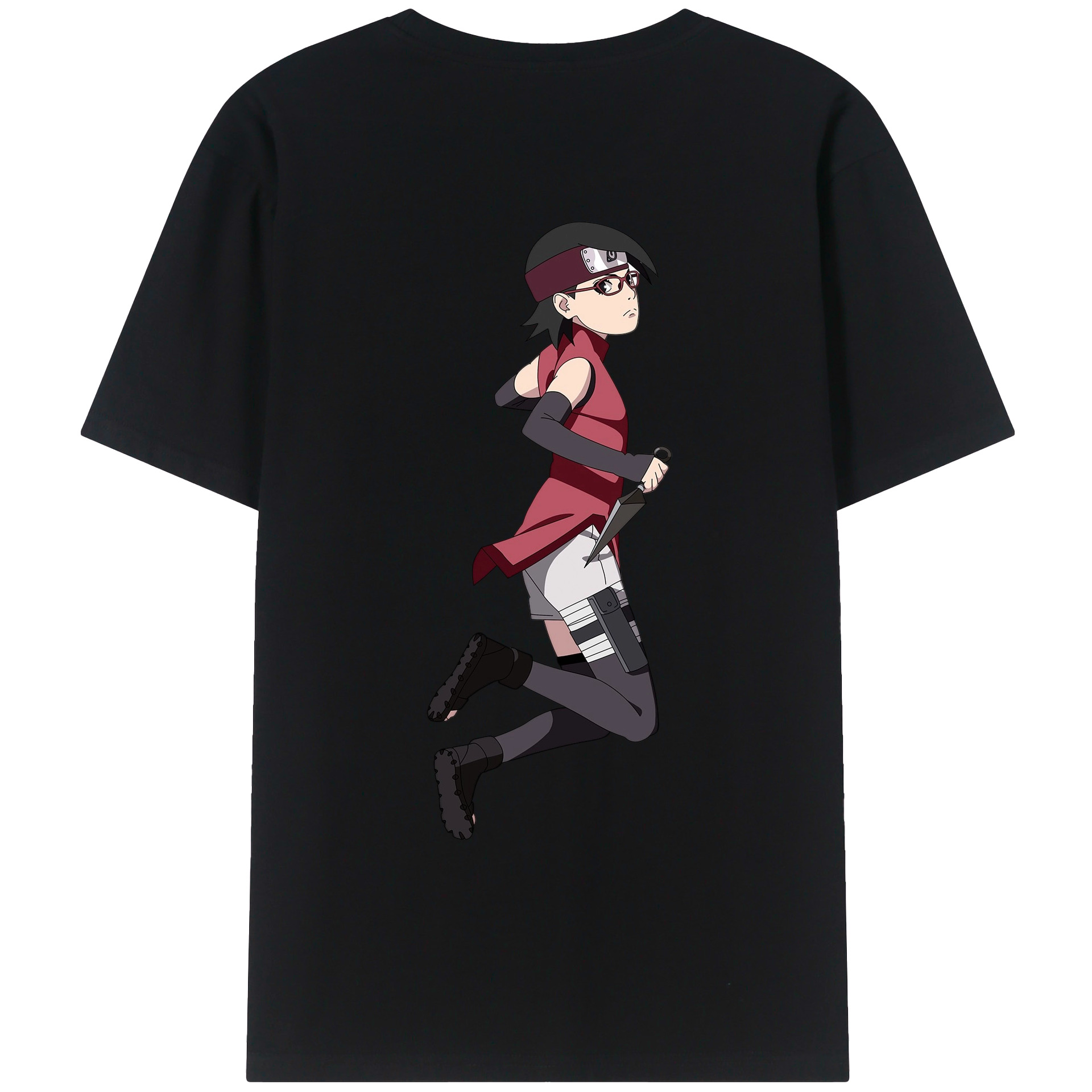 （画像用） NARUTO -ナルト- うちは サラダ Uchiha Sarada 綿100％ メンズ半袖Tシャツ（バックプリント） 通気性