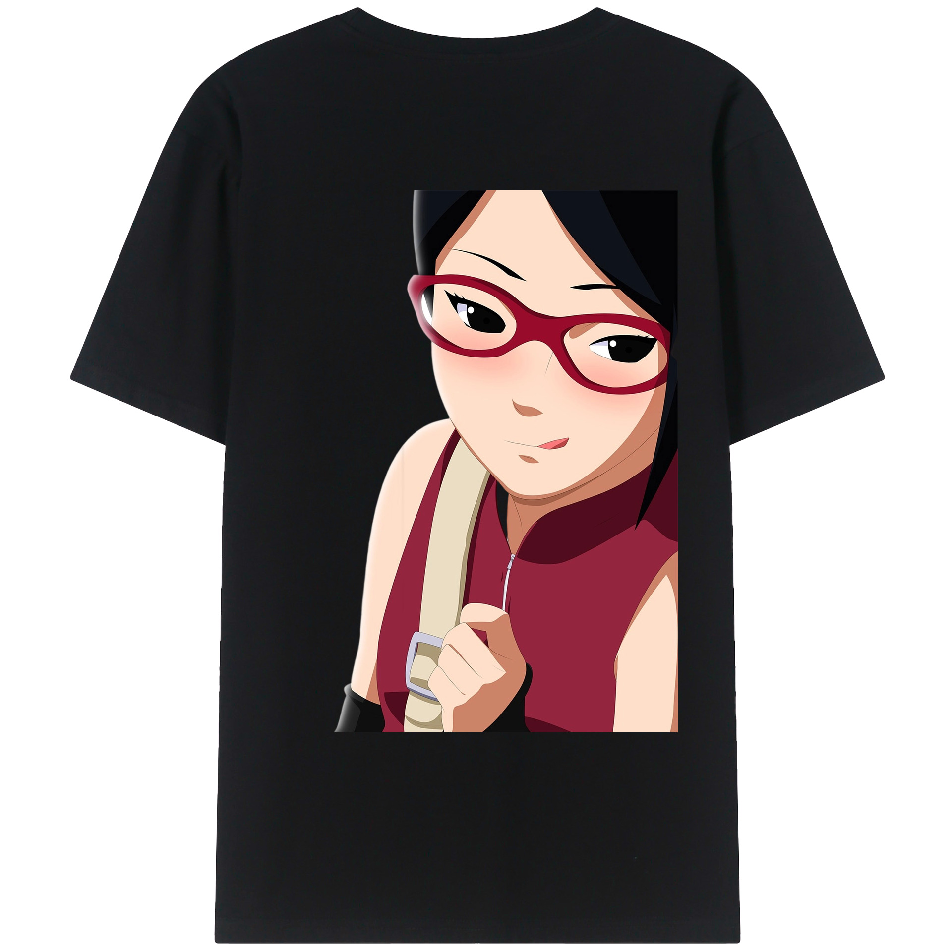 （画像用） NARUTO -ナルト- うちは サラダ Uchiha Sarada 綿100％ メンズ半袖Tシャツ（バックプリント） 通気性