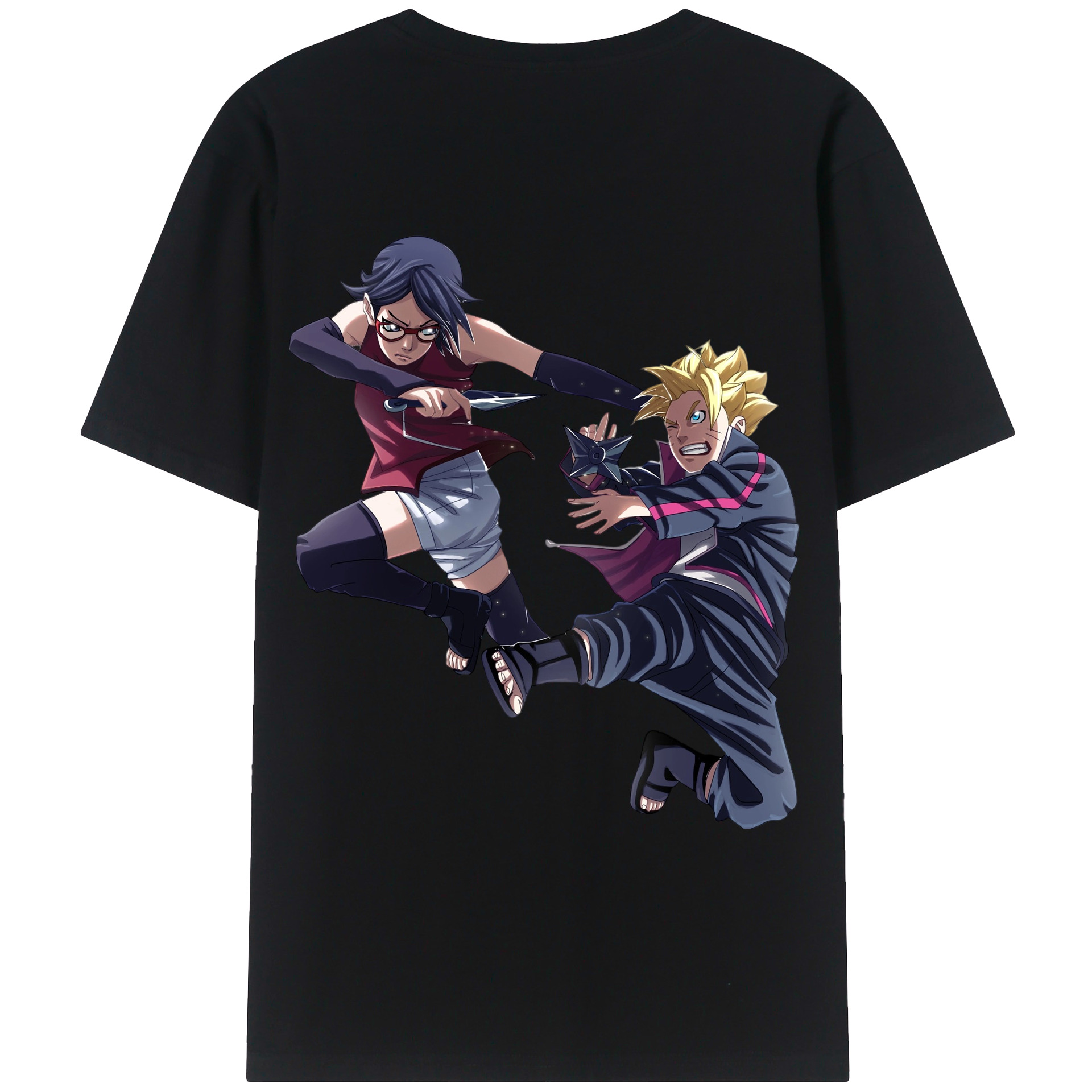 （画像用） NARUTO -ナルト- うちは サラダ Uchiha Sarada 綿100％ メンズ半袖Tシャツ（バックプリント） 通気性