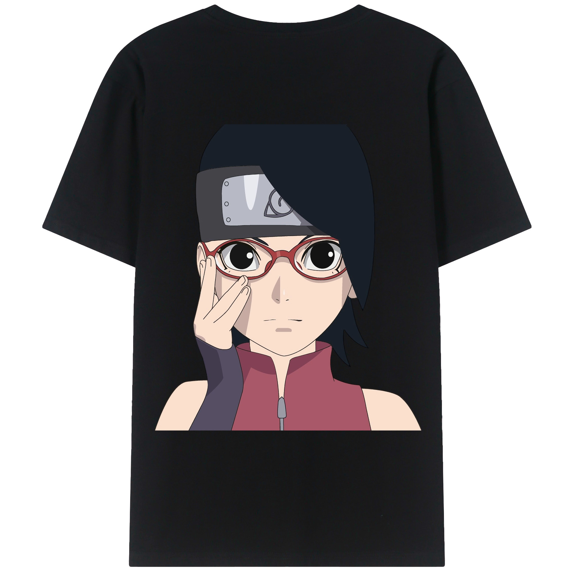 （画像用） NARUTO -ナルト- うちは サラダ Uchiha Sarada 綿100％ メンズ半袖Tシャツ（バックプリント） 通気性