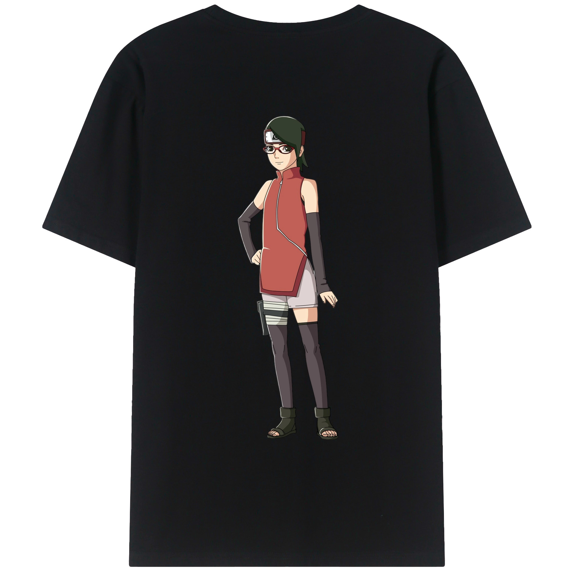 （画像用） NARUTO -ナルト- うちは サラダ Uchiha Sarada 綿100％ メンズ半袖Tシャツ（バックプリント） 通気性