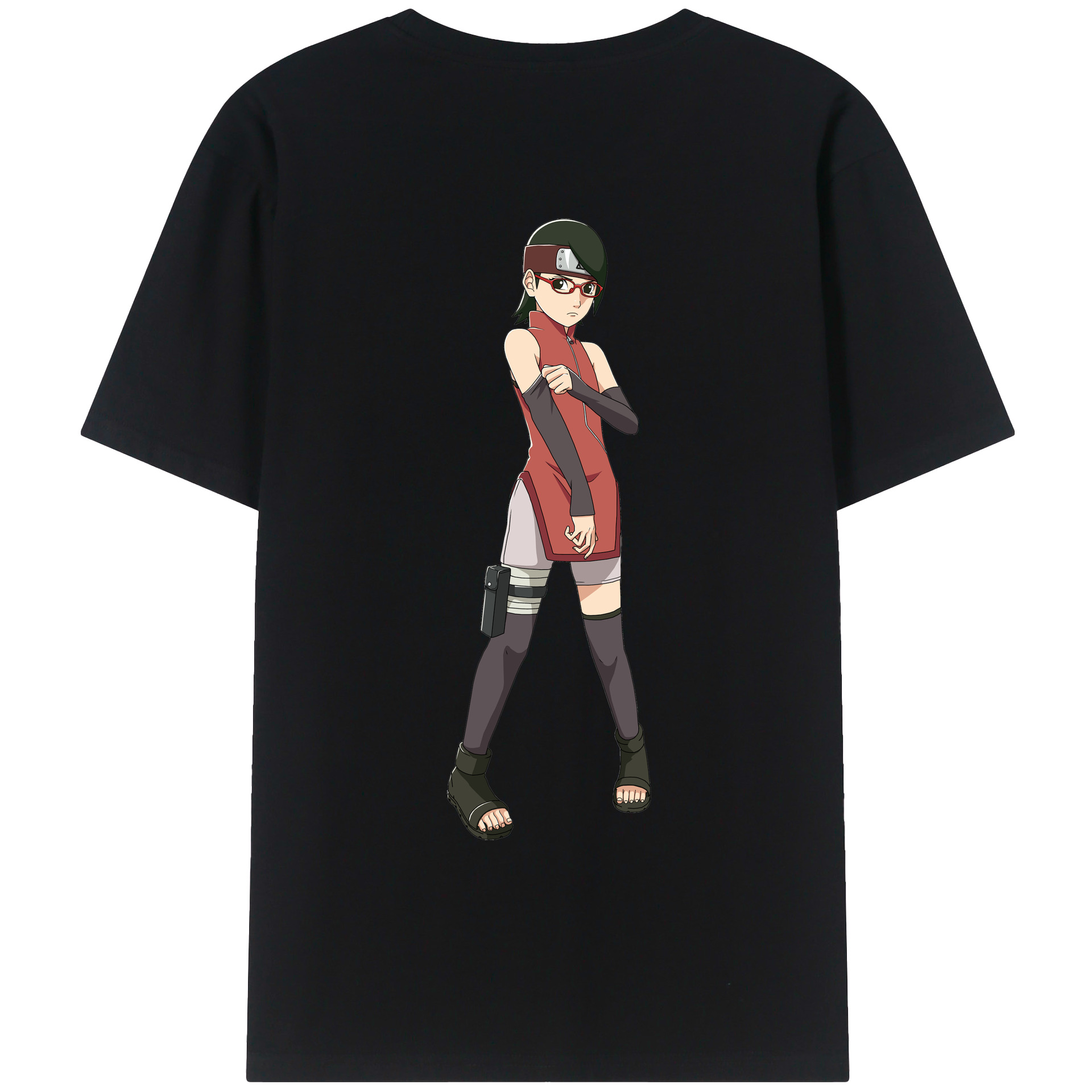 （画像用） NARUTO -ナルト- うちは サラダ Uchiha Sarada 綿100％ メンズ半袖Tシャツ（バックプリント） 通気性