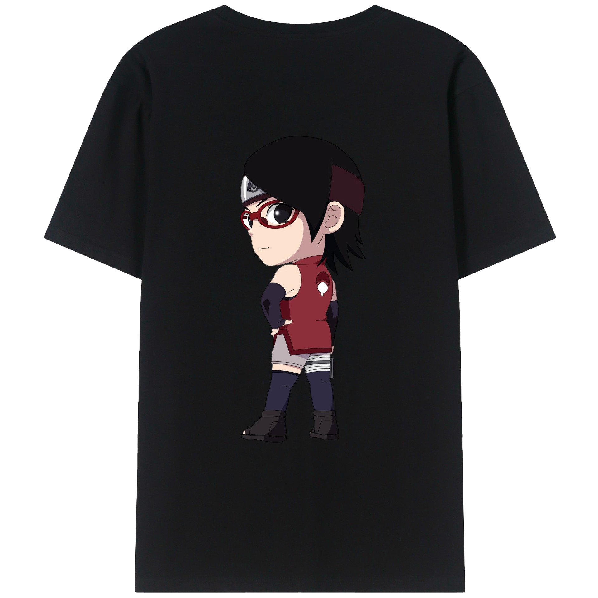 （画像用） NARUTO -ナルト- うちは サラダ Uchiha Sarada 綿100％ メンズ半袖Tシャツ（バックプリント） 通気性