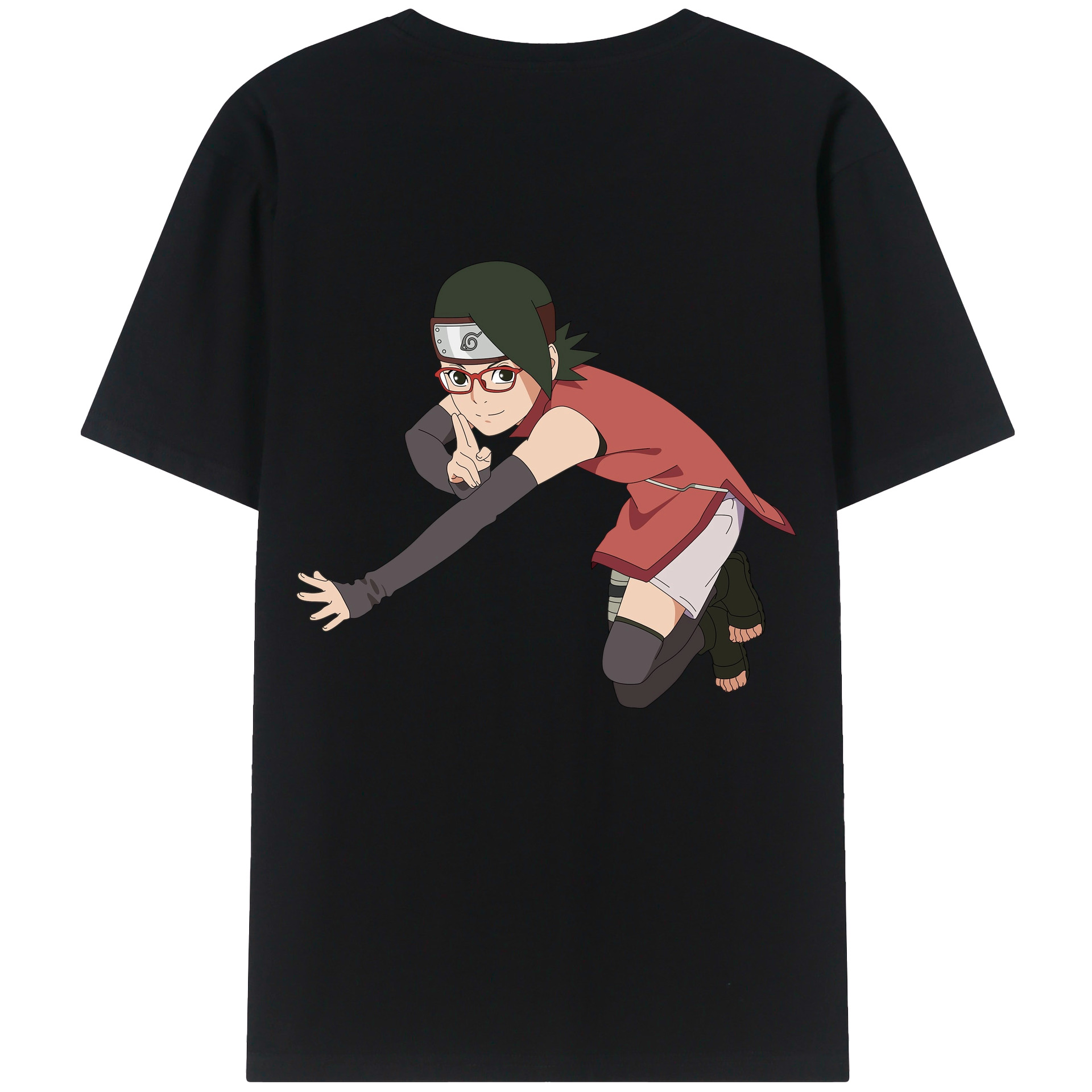 （画像用） NARUTO -ナルト- うちは サラダ Uchiha Sarada 綿100％ メンズ半袖Tシャツ（バックプリント） 通気性