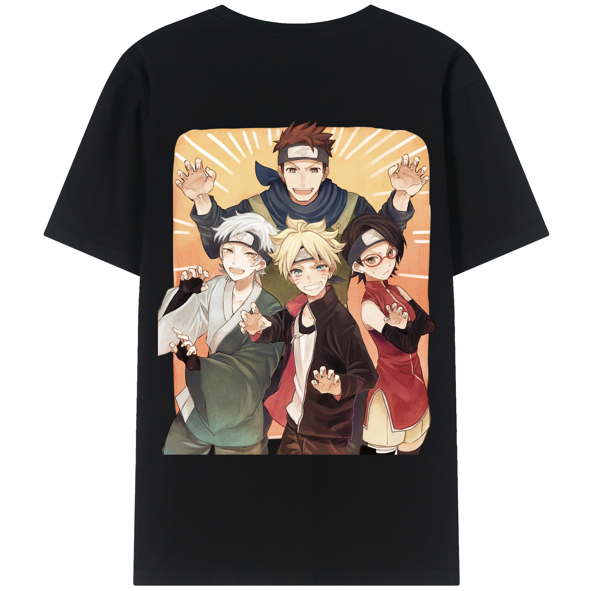 （画像用） NARUTO -ナルト- うちは サラダ Uchiha Sarada 綿100％ メンズ半袖Tシャツ（バックプリント） 通気性