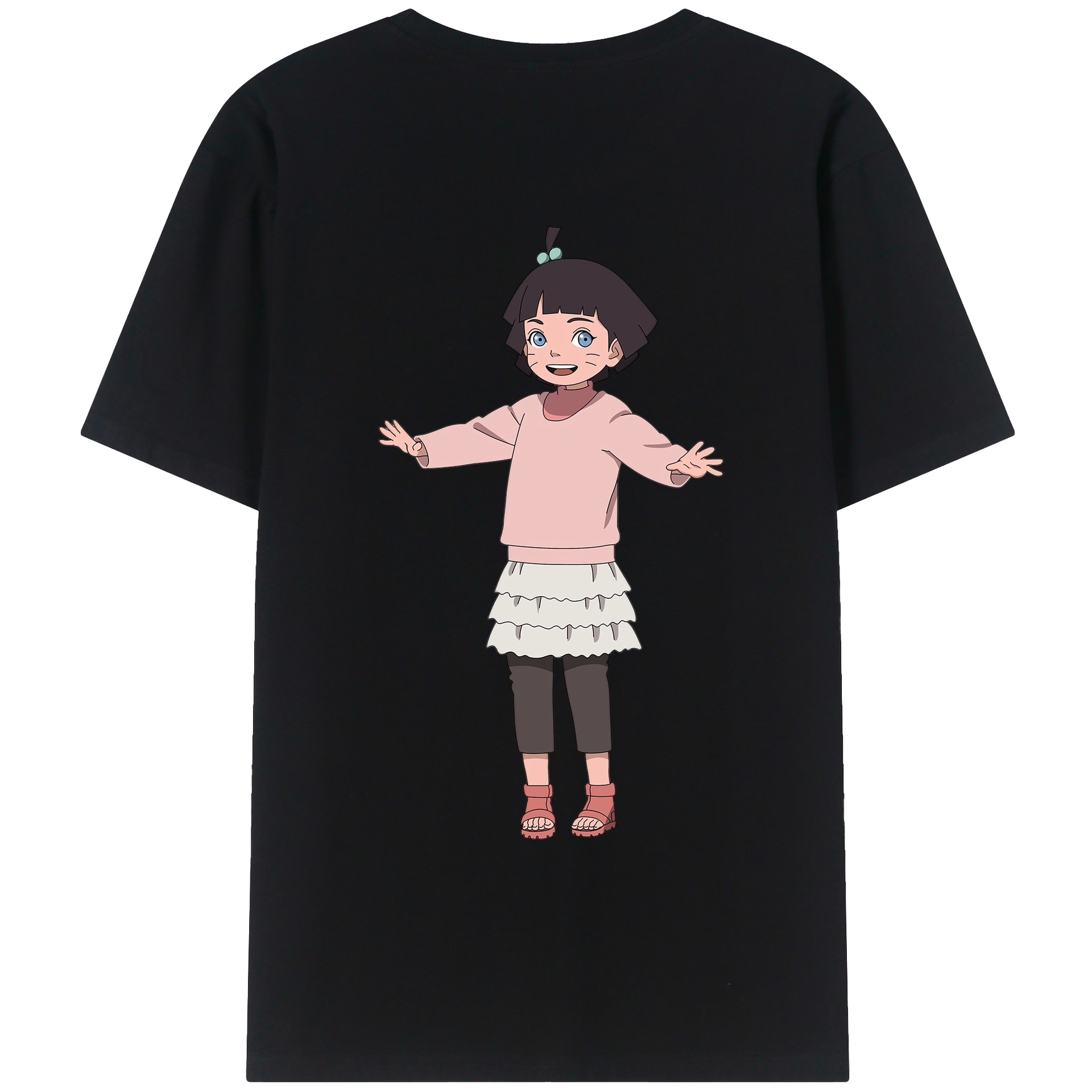（画像用） NARUTO -ナルト- うずまき ヒマワリ Uzumaki Himawari 綿100％ メンズ半袖Tシャツ（バックプリント） 通気性