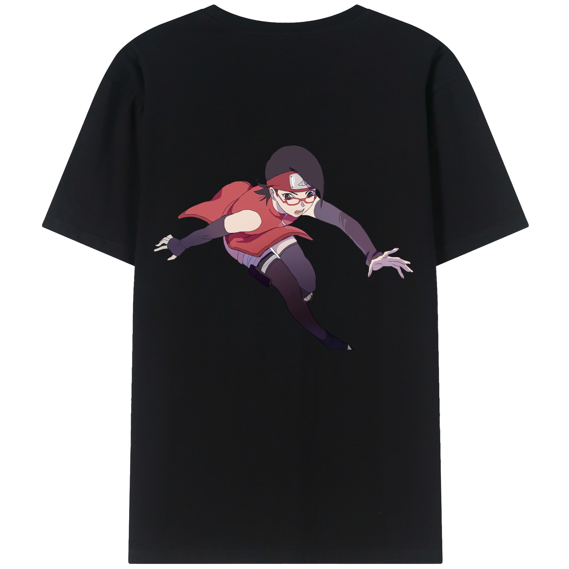（画像用） NARUTO -ナルト- うちは サラダ Uchiha Sarada 綿100％ メンズ半袖Tシャツ（バックプリント） 通気性