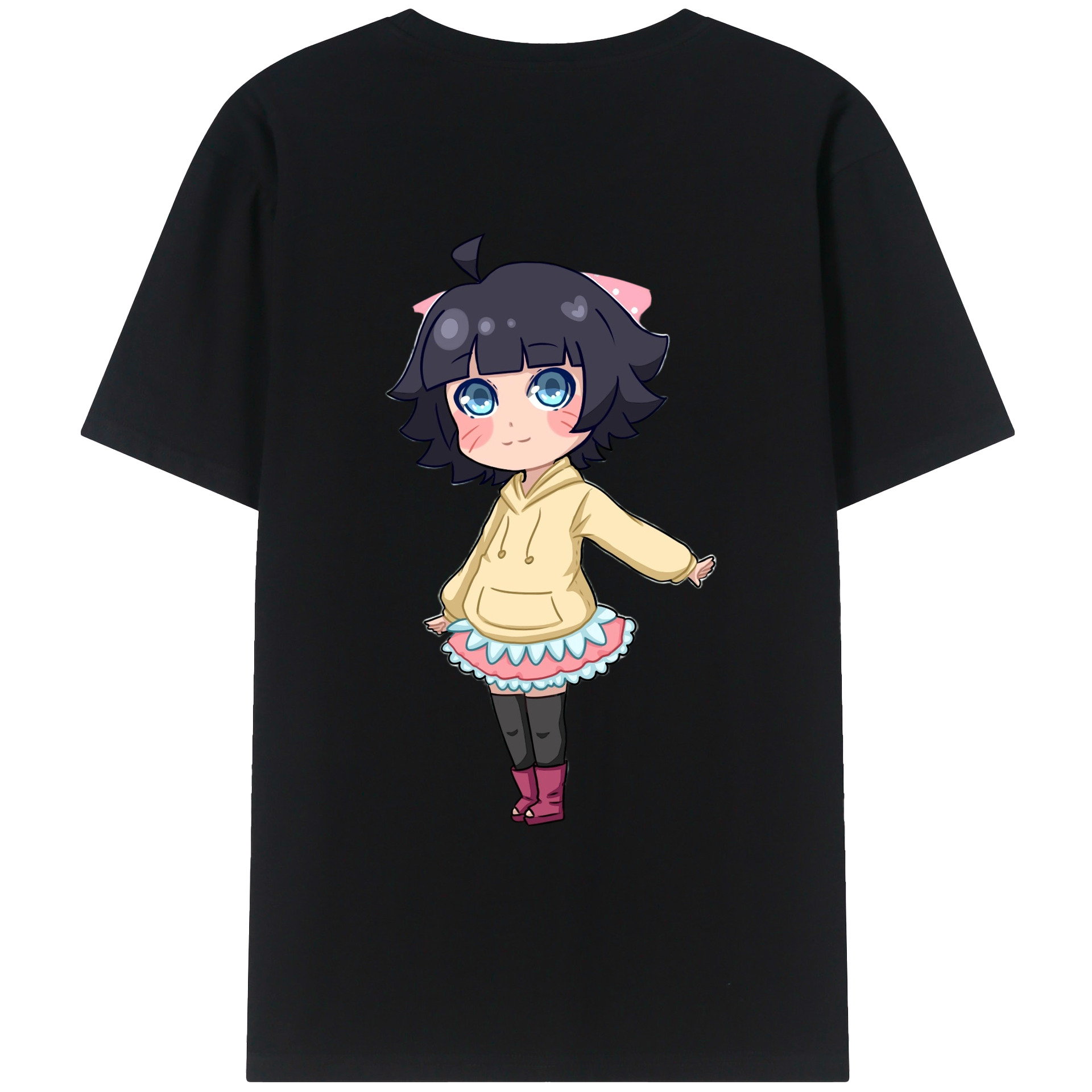 （画像用） NARUTO -ナルト- うずまき ヒマワリ Uzumaki Himawari 綿100％ メンズ半袖Tシャツ（バックプリント） 通気性