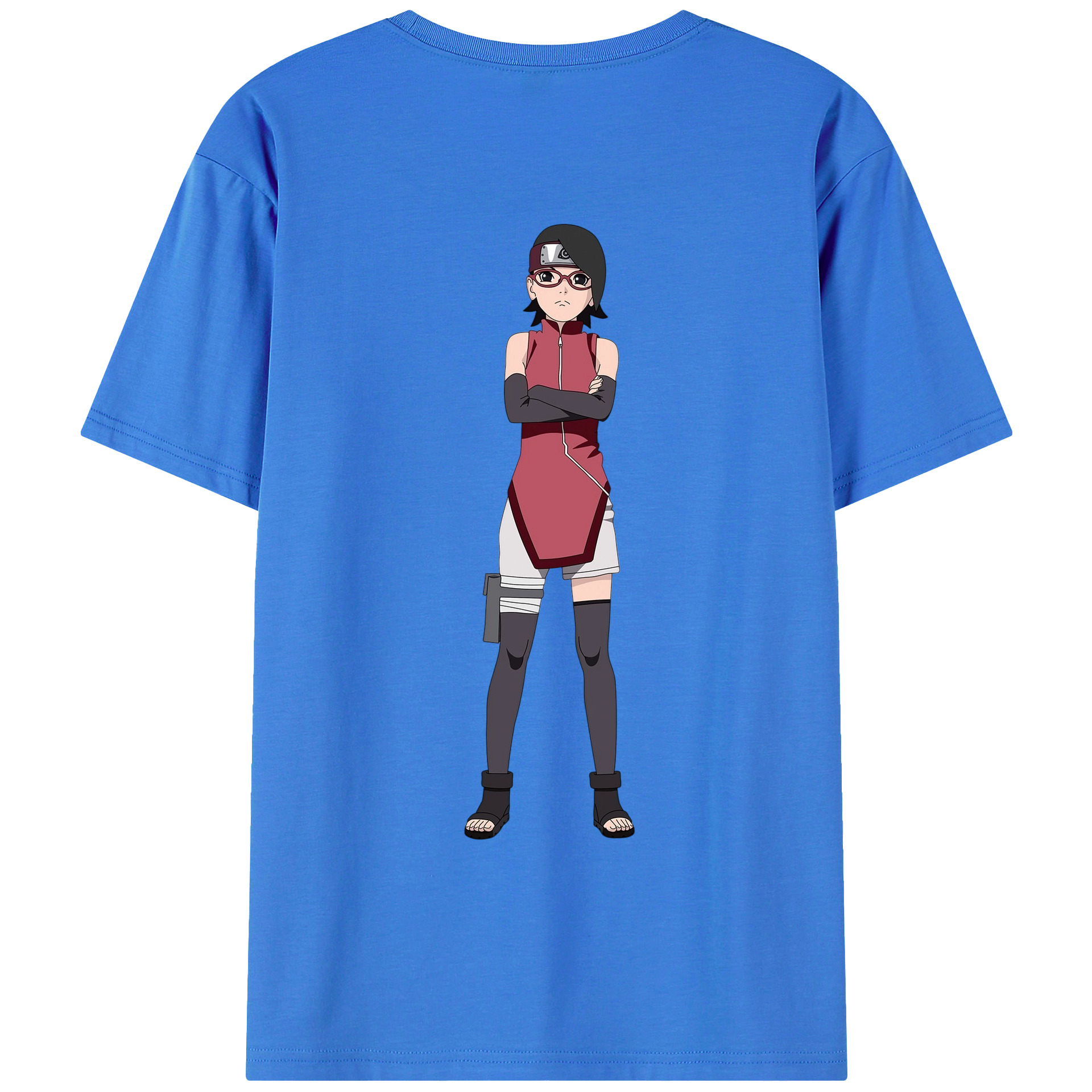 （画像用） NARUTO -ナルト- うちは サラダ Uchiha Sarada 綿100％ メンズ半袖Tシャツ（バックプリント） 通気性