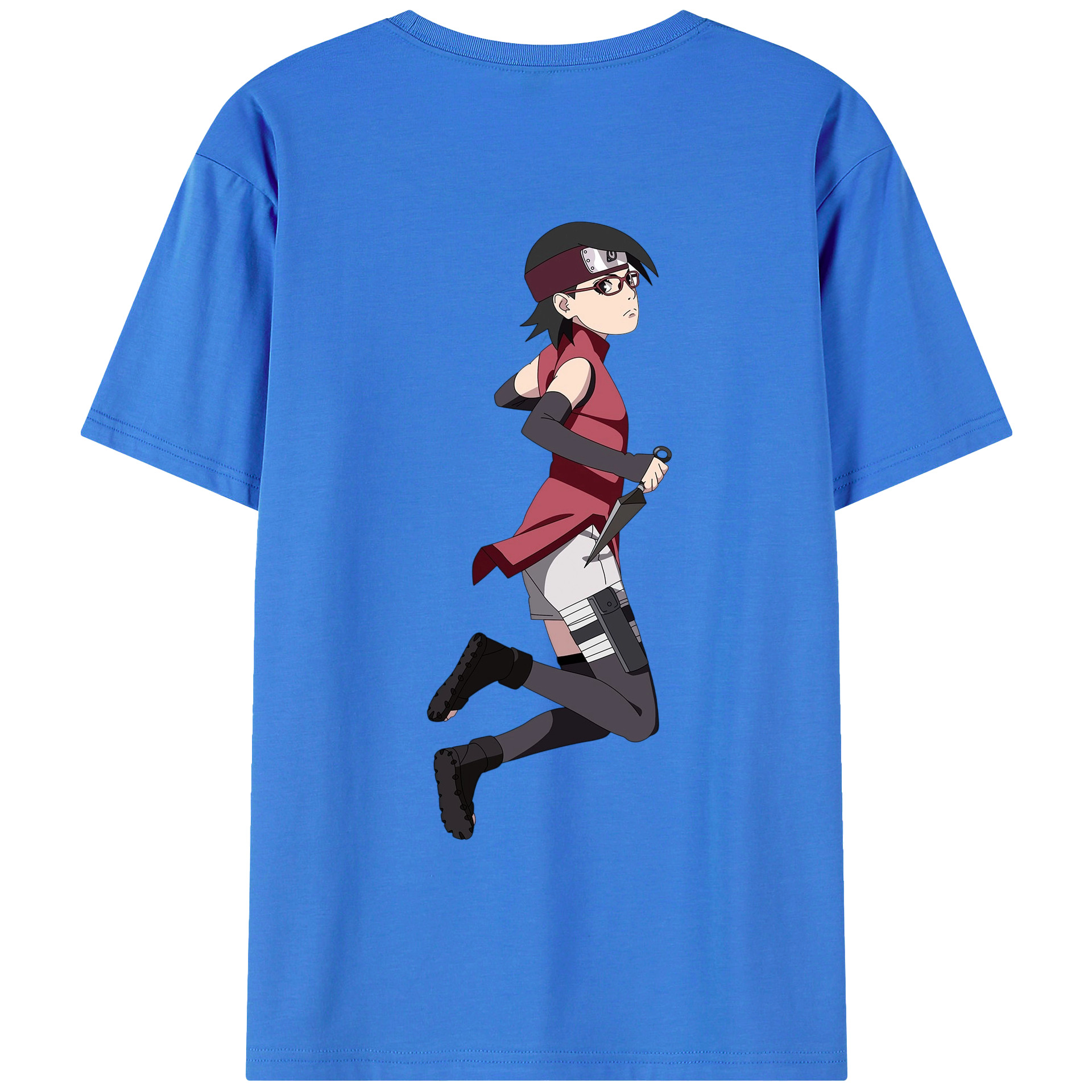 （画像用） NARUTO -ナルト- うちは サラダ Uchiha Sarada 綿100％ メンズ半袖Tシャツ（バックプリント） 通気性