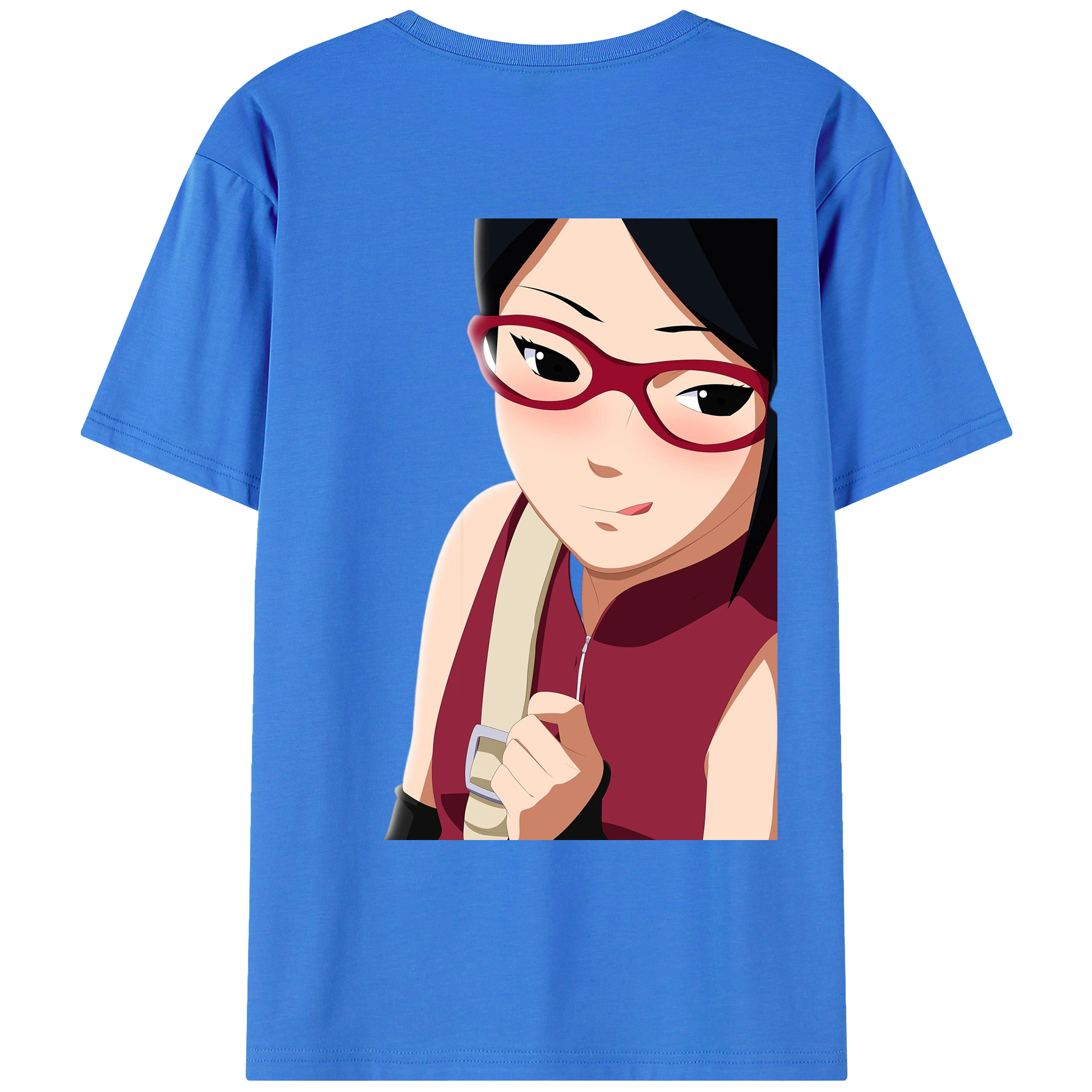 （画像用） NARUTO -ナルト- うちは サラダ Uchiha Sarada 綿100％ メンズ半袖Tシャツ（バックプリント） 通気性