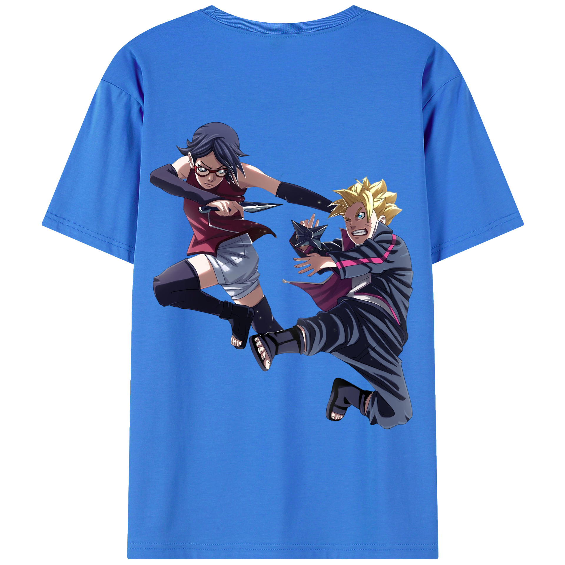 （画像用） NARUTO -ナルト- うちは サラダ Uchiha Sarada 綿100％ メンズ半袖Tシャツ（バックプリント） 通気性