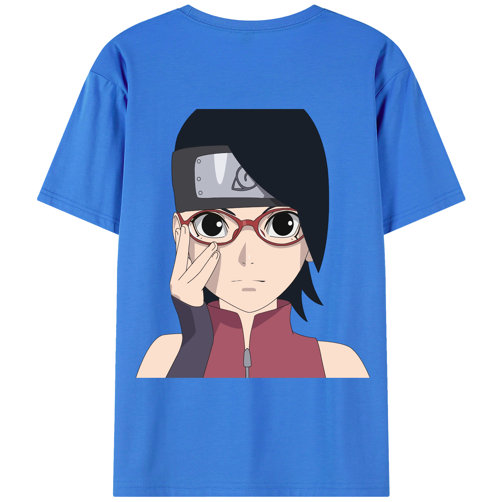 （画像用） NARUTO -ナルト- うちは サラダ Uchiha Sarada 綿100％ メンズ半袖Tシャツ（バックプリント） 通気性