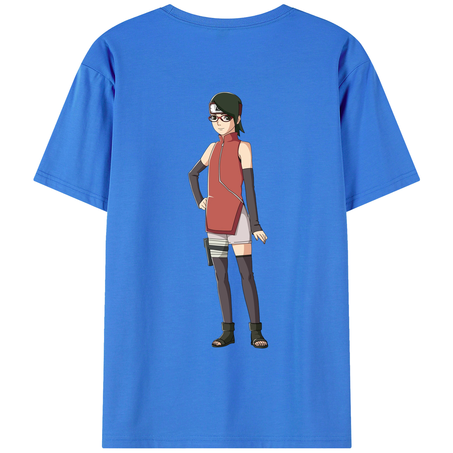 （画像用） NARUTO -ナルト- うちは サラダ Uchiha Sarada 綿100％ メンズ半袖Tシャツ（バックプリント） 通気性