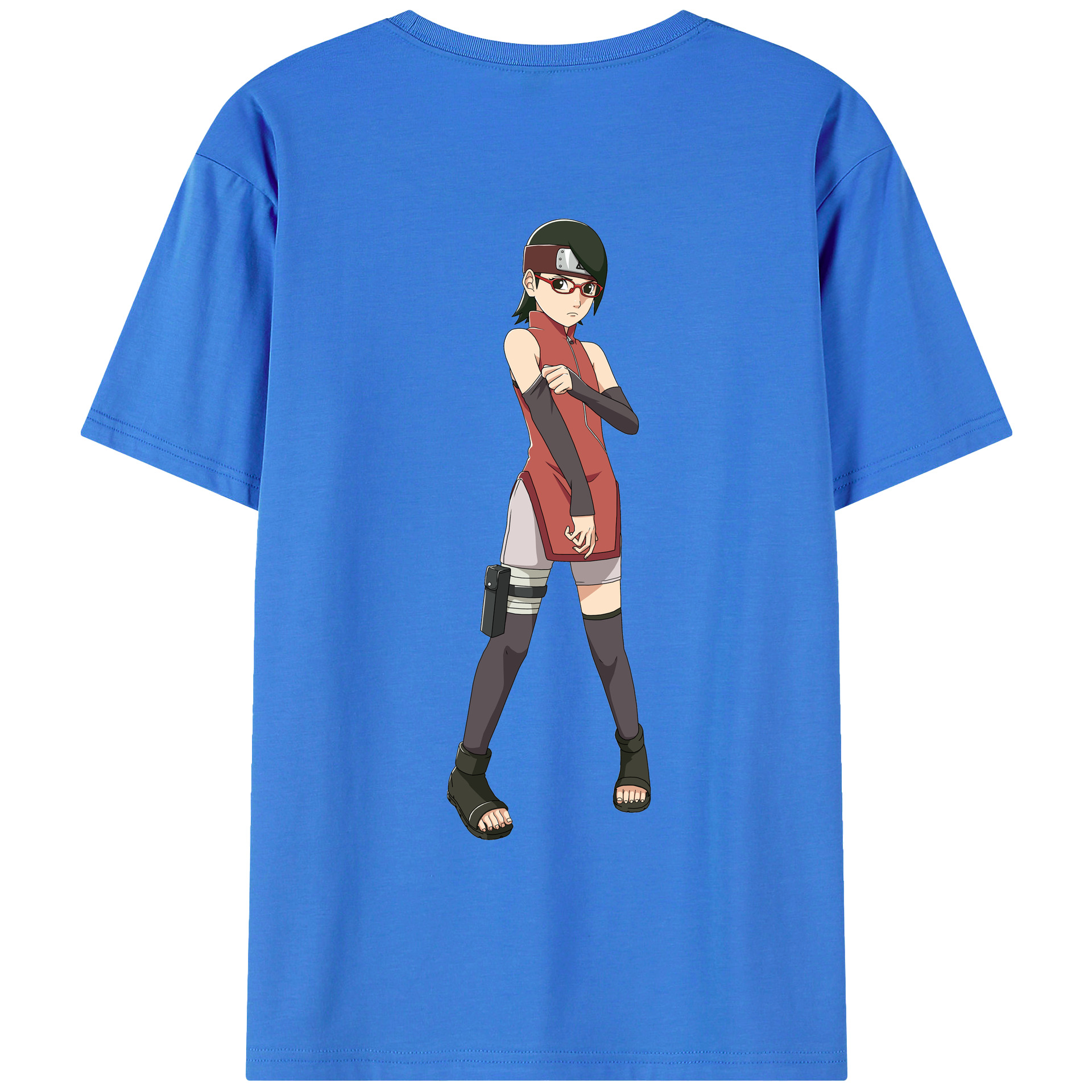 （画像用） NARUTO -ナルト- うちは サラダ Uchiha Sarada 綿100％ メンズ半袖Tシャツ（バックプリント） 通気性