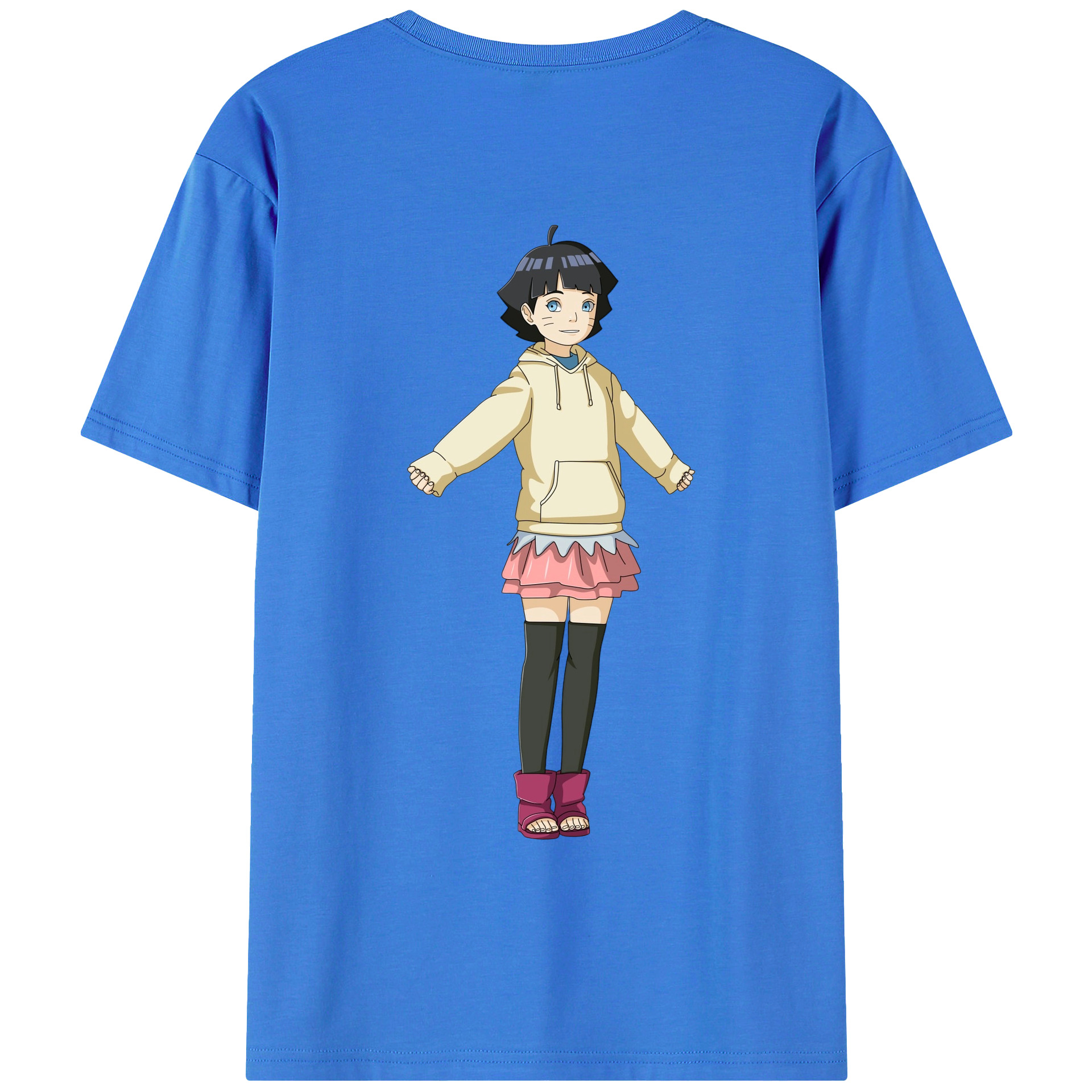 （画像用） NARUTO -ナルト- うずまき ヒマワリ Uzumaki Himawari 綿100％ メンズ半袖Tシャツ（バックプリント） 通気性