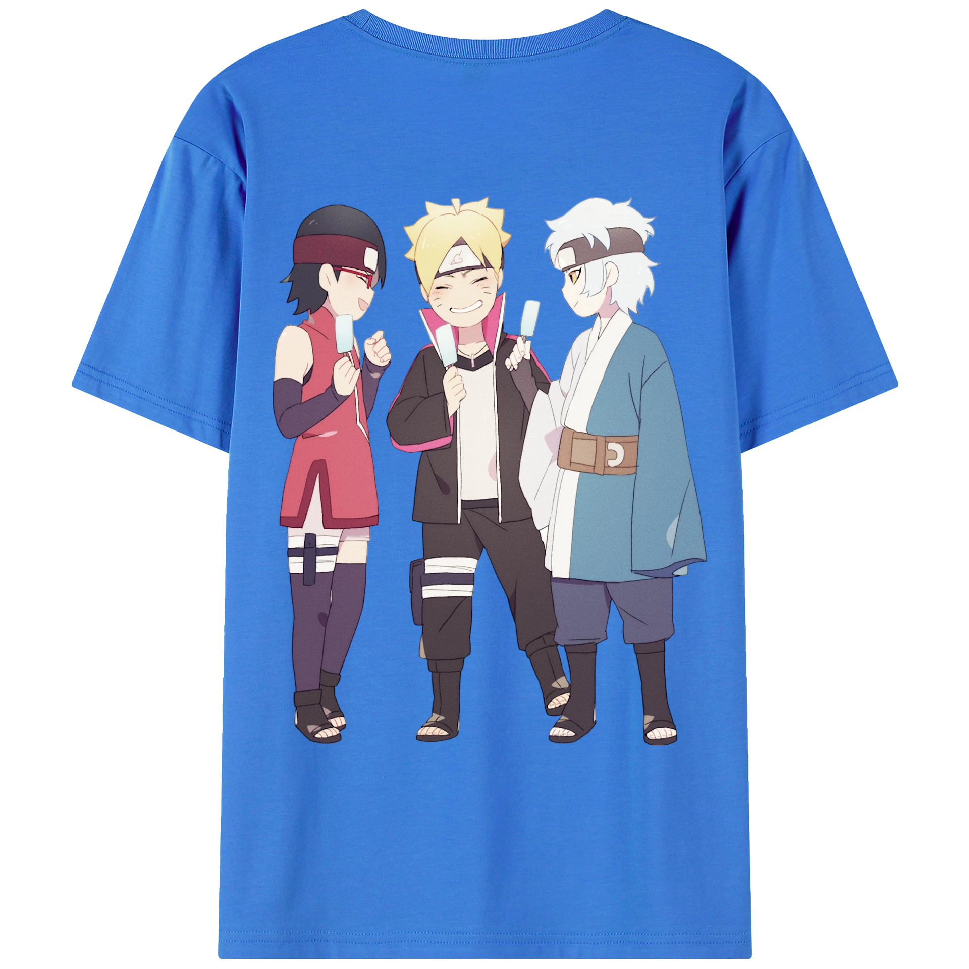 （画像用） NARUTO -ナルト- うちは サラダ Uchiha Sarada 綿100％ メンズ半袖Tシャツ（バックプリント） 通気性