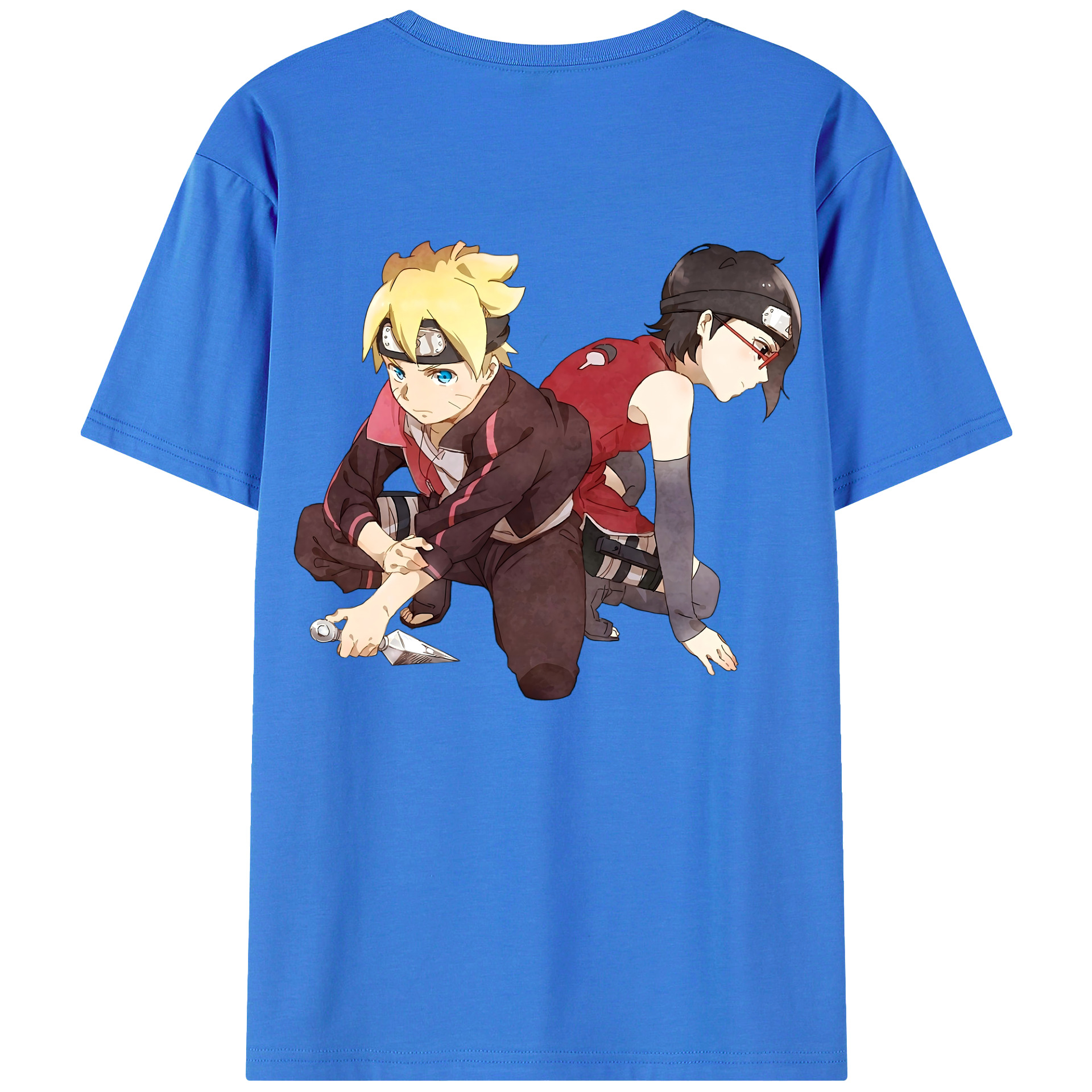 （画像用） NARUTO -ナルト- うちは サラダ Uchiha Sarada 綿100％ メンズ半袖Tシャツ（バックプリント） 通気性
