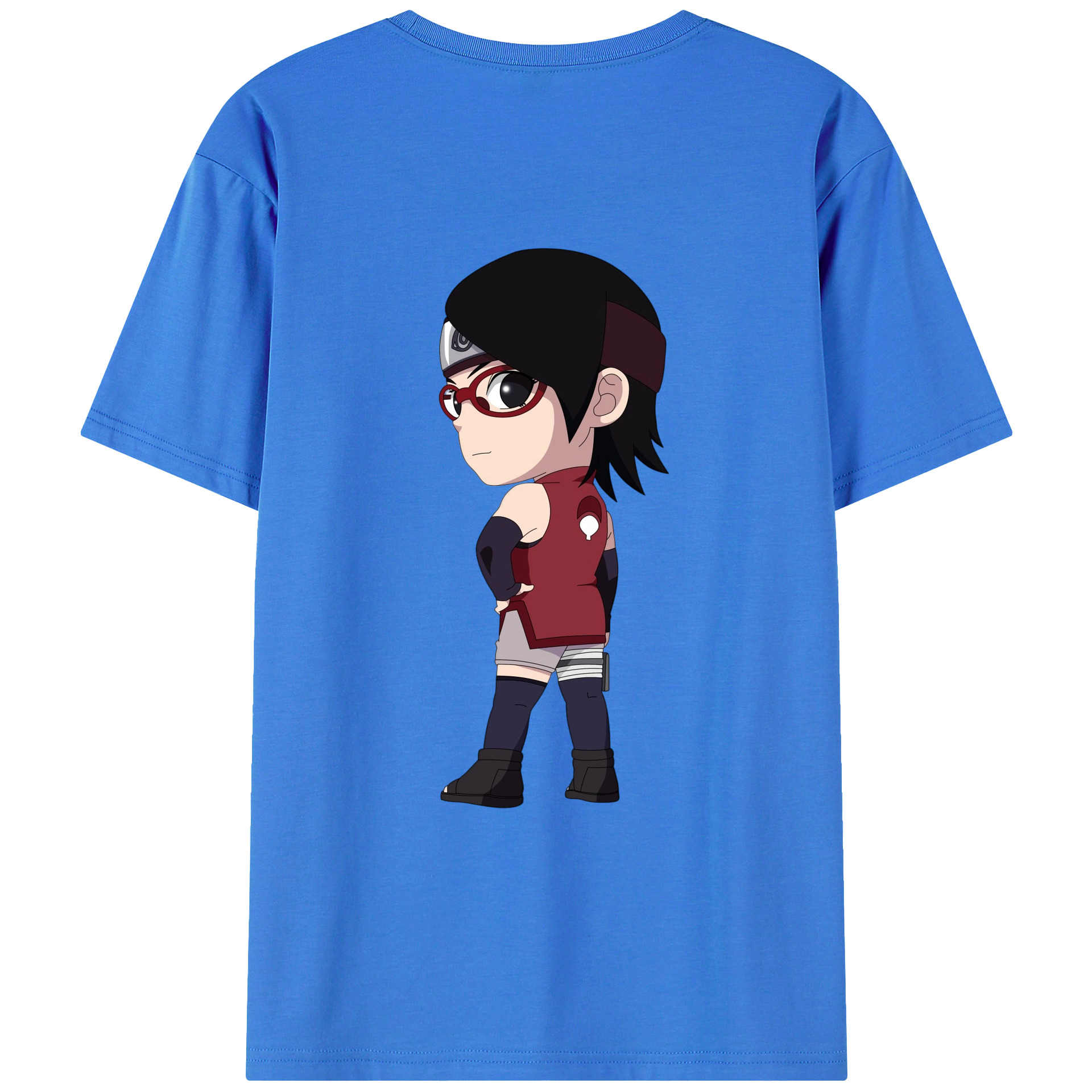 （画像用） NARUTO -ナルト- うちは サラダ Uchiha Sarada 綿100％ メンズ半袖Tシャツ（バックプリント） 通気性