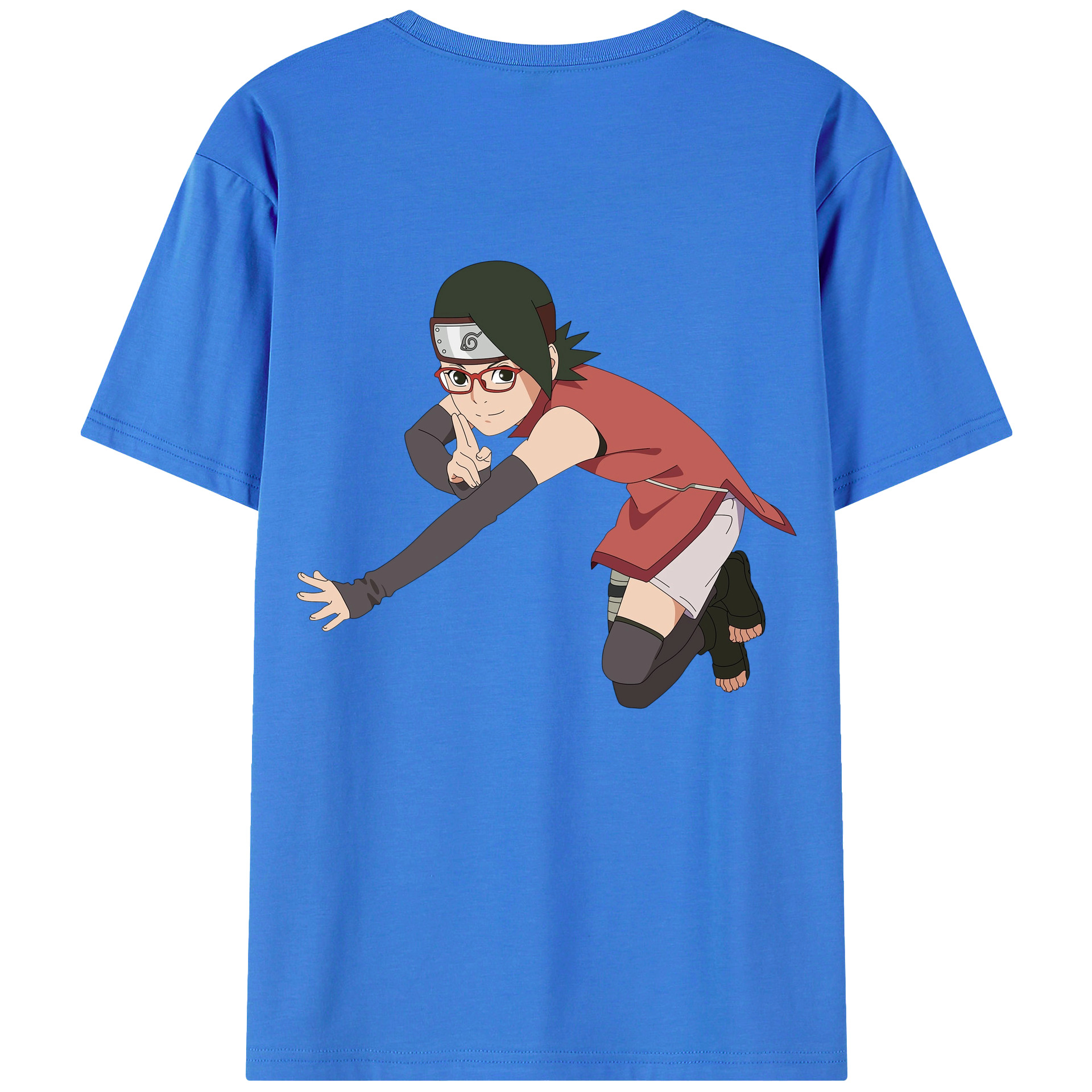 （画像用） NARUTO -ナルト- うちは サラダ Uchiha Sarada 綿100％ メンズ半袖Tシャツ（バックプリント） 通気性
