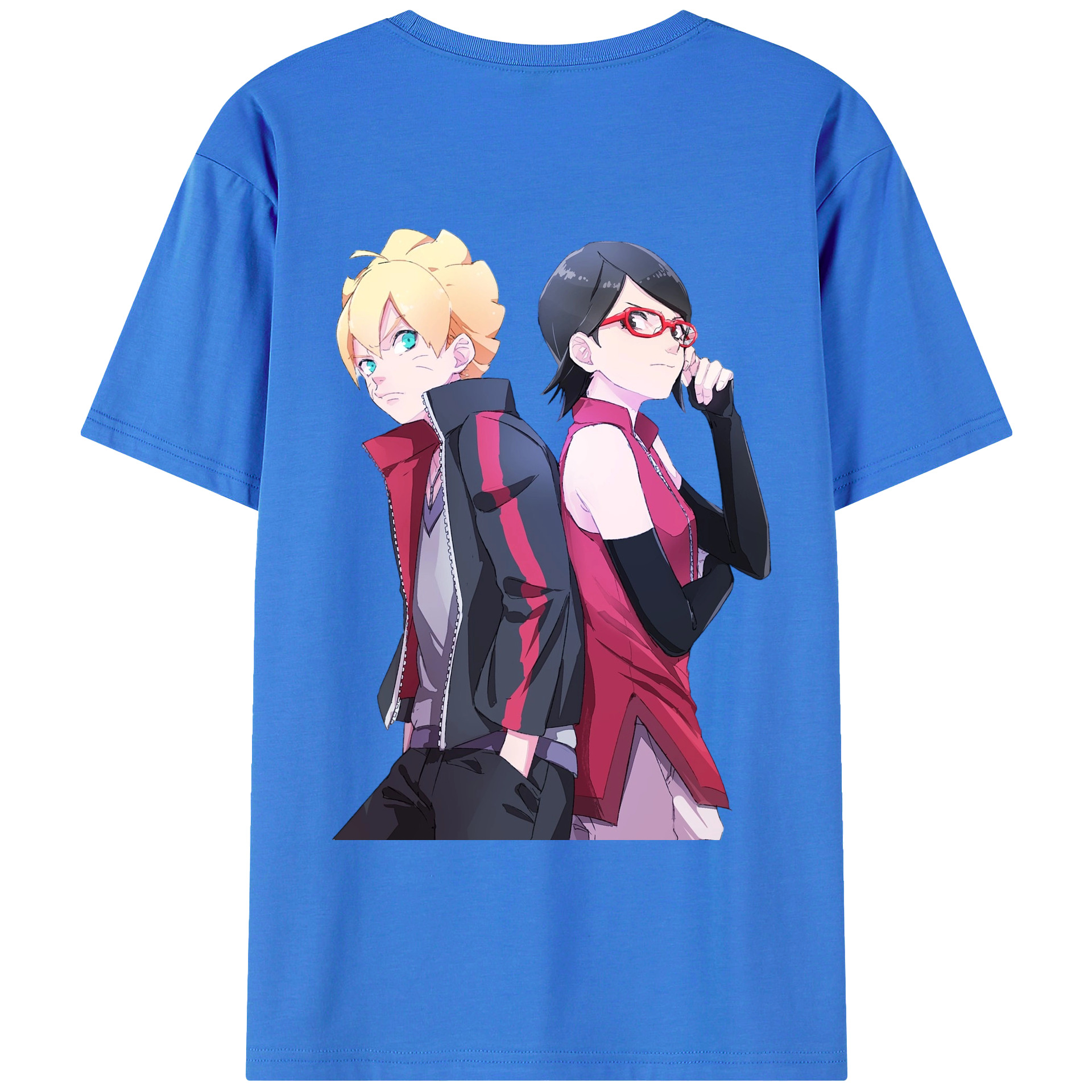 （画像用） NARUTO -ナルト- うちは サラダ Uchiha Sarada 綿100％ メンズ半袖Tシャツ（バックプリント） 通気性
