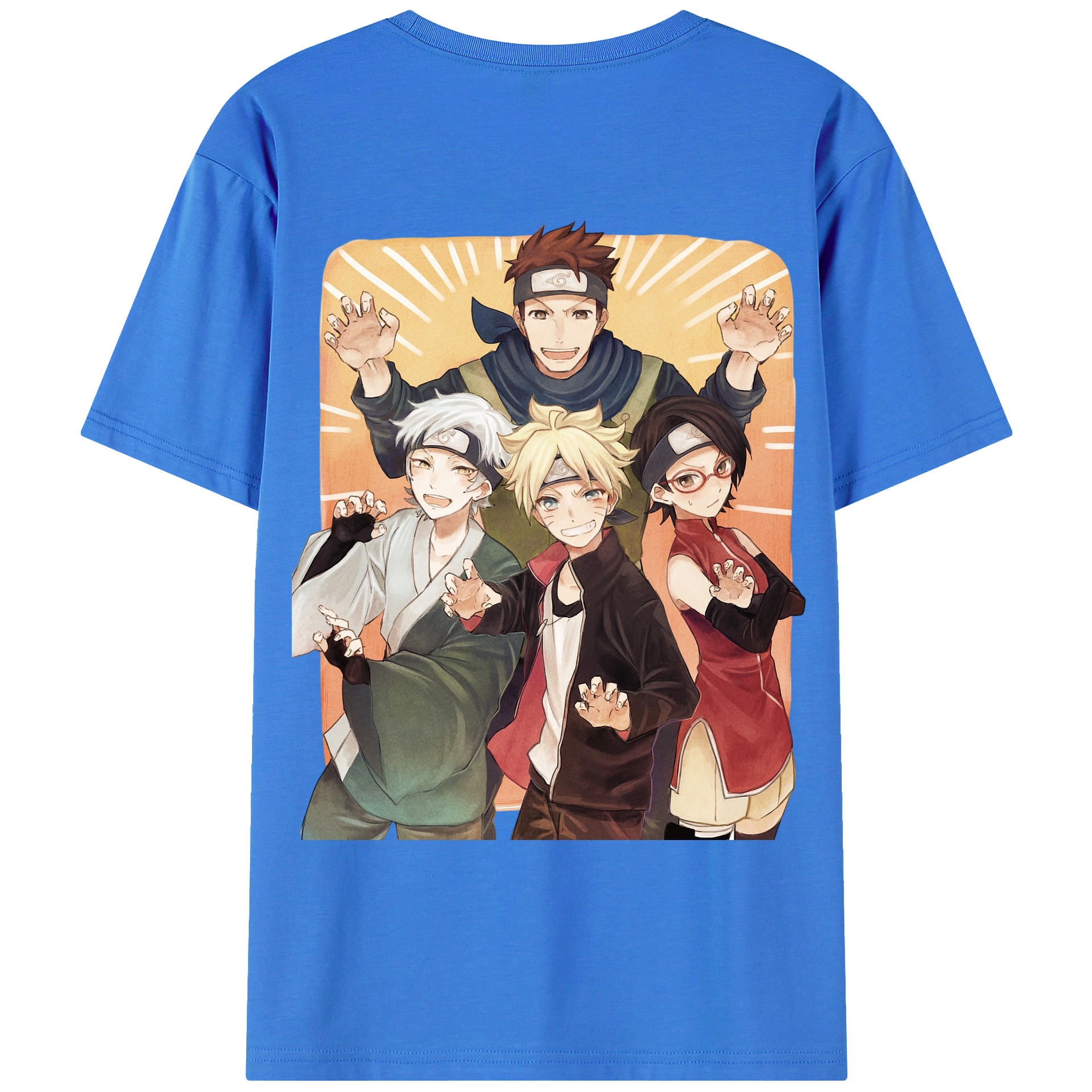 （画像用） NARUTO -ナルト- うちは サラダ Uchiha Sarada 綿100％ メンズ半袖Tシャツ（バックプリント） 通気性
