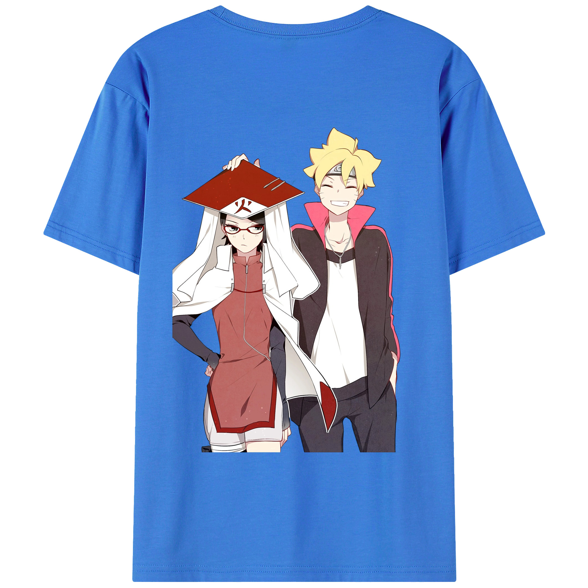 （画像用） NARUTO -ナルト- うちは サラダ Uchiha Sarada 綿100％ メンズ半袖Tシャツ（バックプリント） 通気性