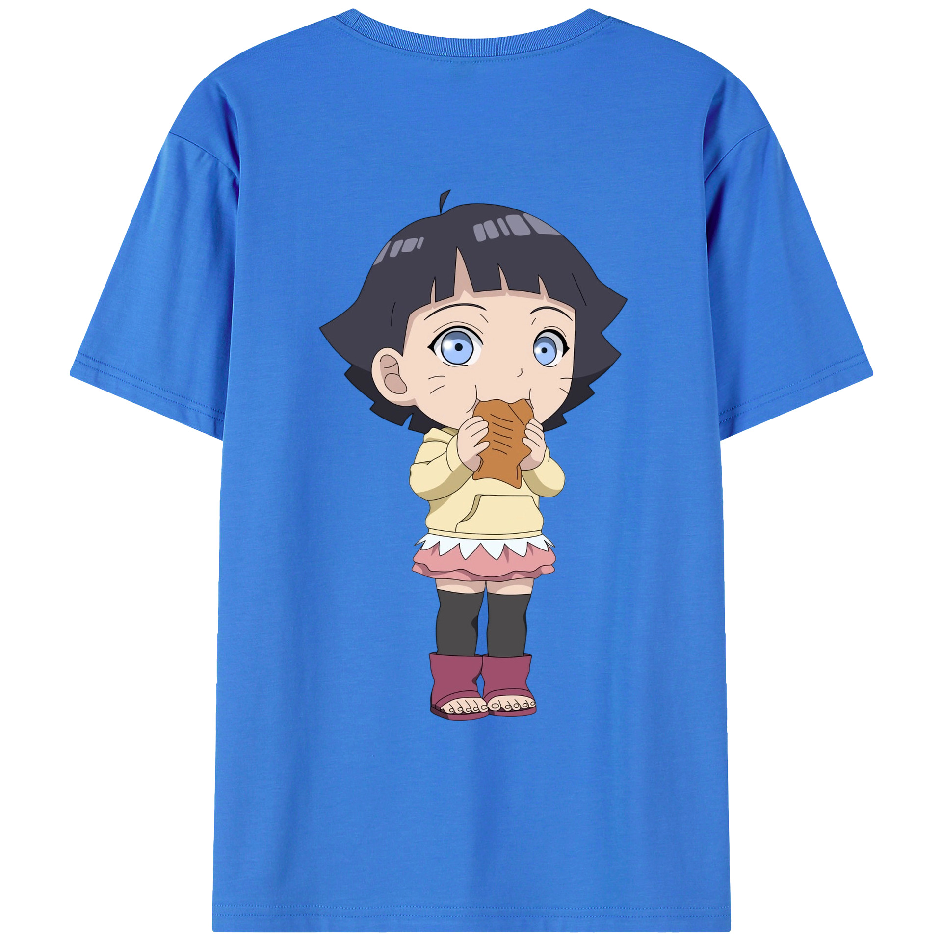 （画像用） NARUTO -ナルト- うずまき ヒマワリ Uzumaki Himawari 綿100％ メンズ半袖Tシャツ（バックプリント） 通気性