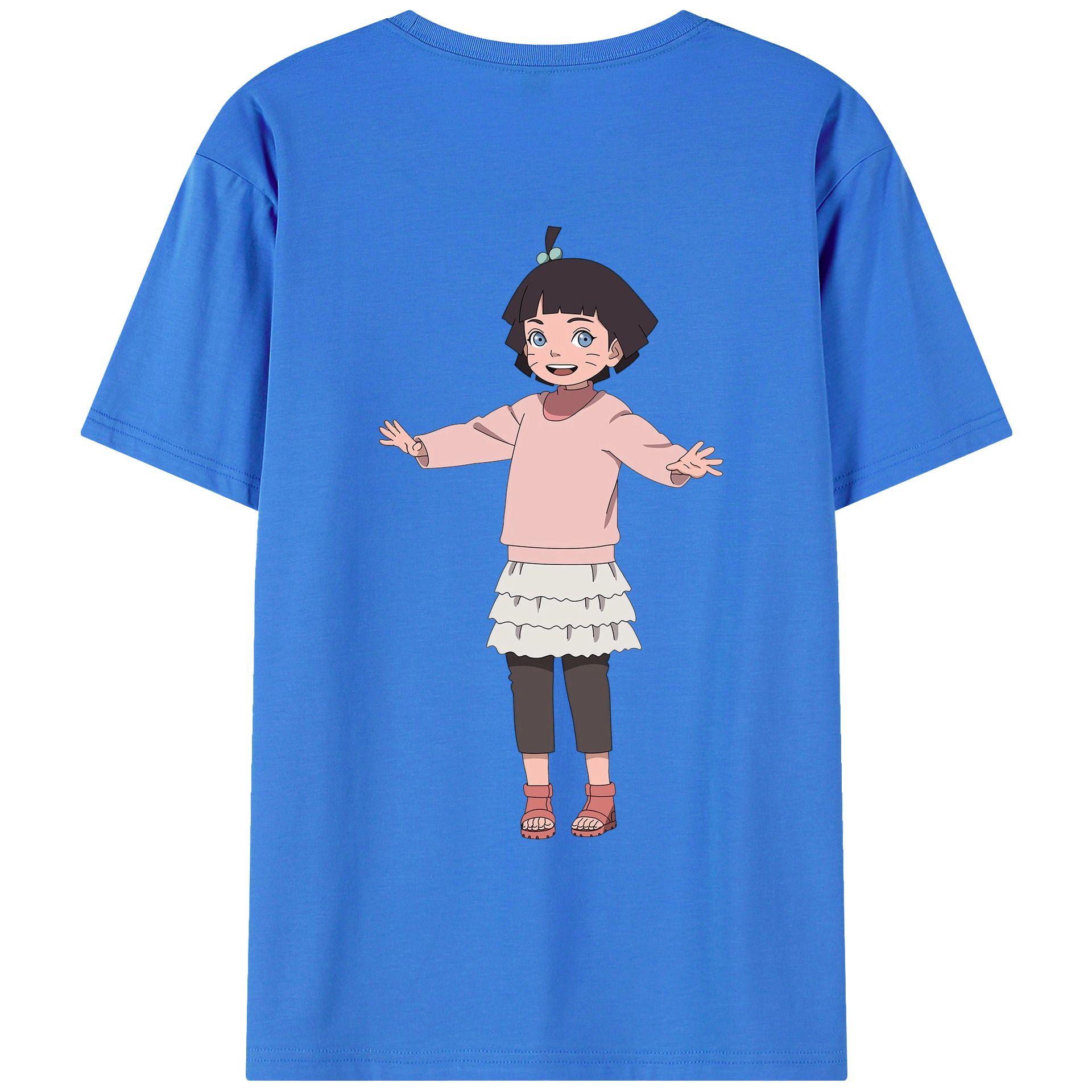 （画像用） NARUTO -ナルト- うずまき ヒマワリ Uzumaki Himawari 綿100％ メンズ半袖Tシャツ（バックプリント） 通気性