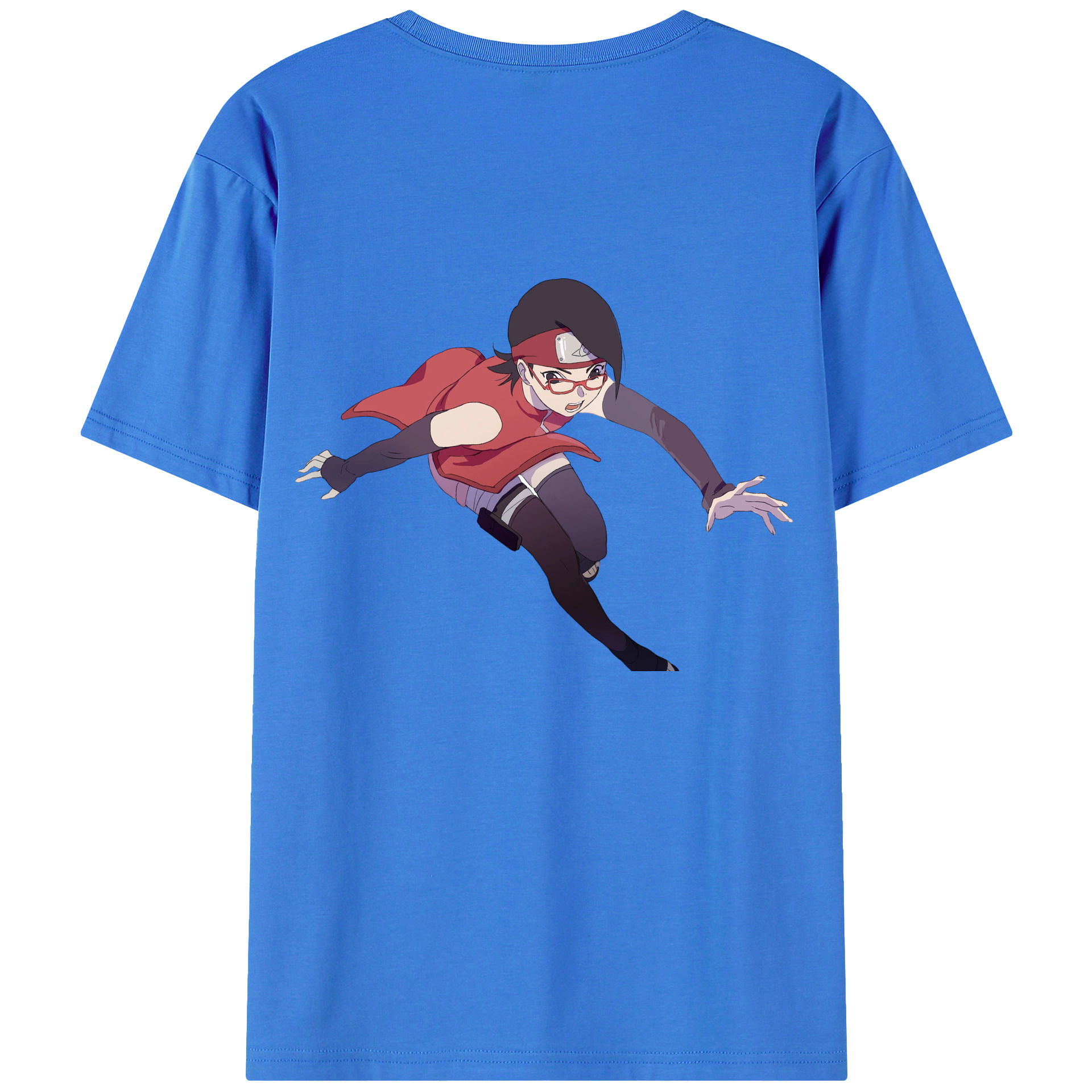 （画像用） NARUTO -ナルト- うちは サラダ Uchiha Sarada 綿100％ メンズ半袖Tシャツ（バックプリント） 通気性