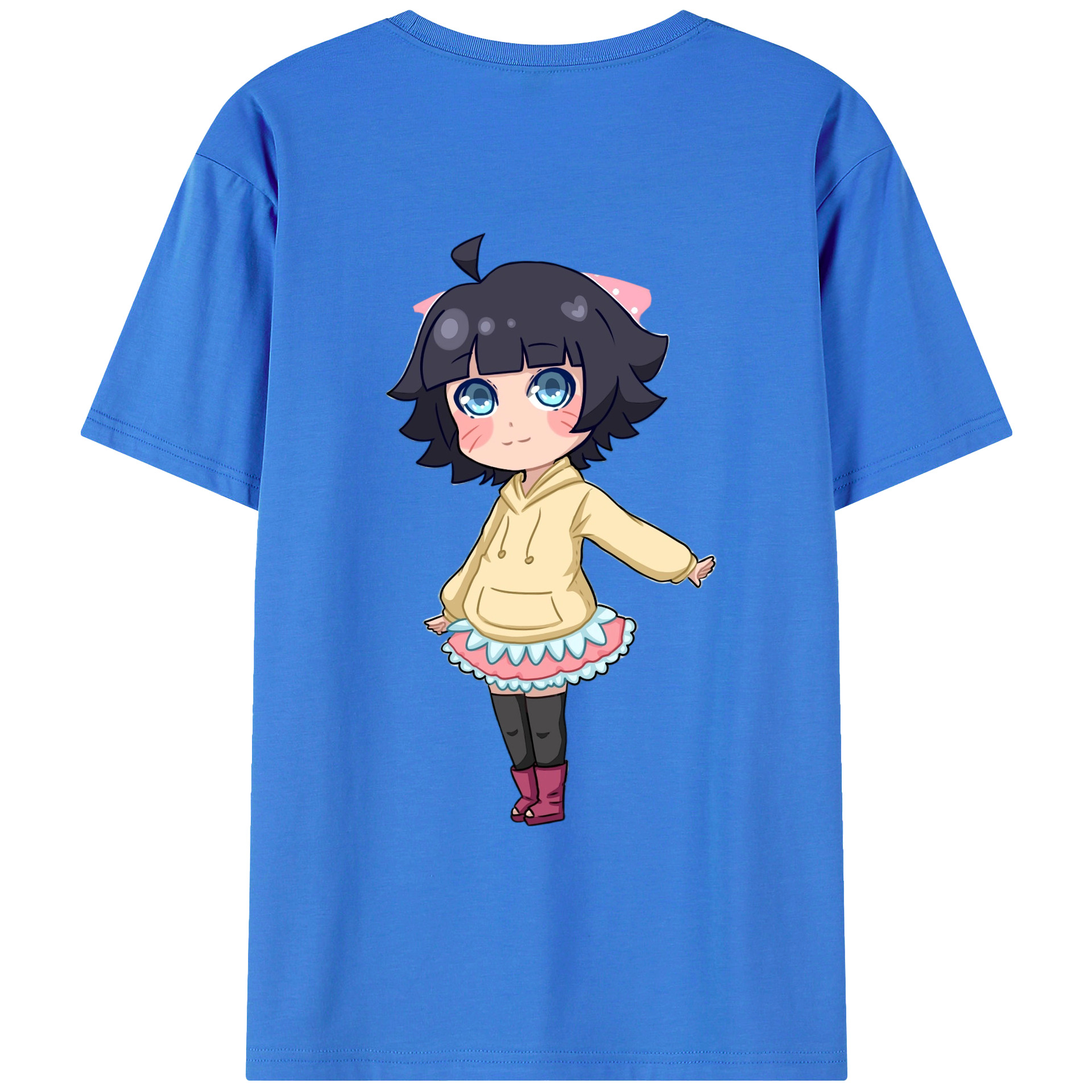（画像用） NARUTO -ナルト- うずまき ヒマワリ Uzumaki Himawari 綿100％ メンズ半袖Tシャツ（バックプリント） 通気性