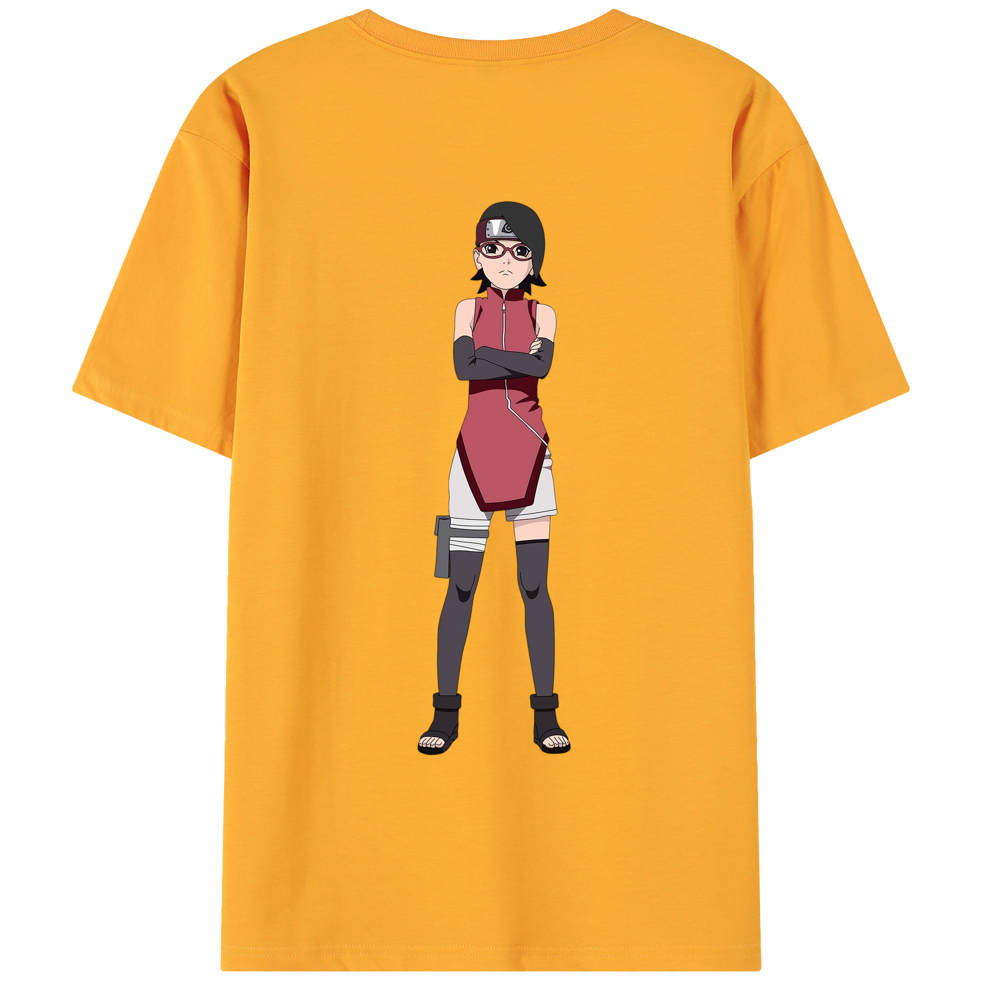 （画像用） NARUTO -ナルト- うちは サラダ Uchiha Sarada 綿100％ メンズ半袖Tシャツ（バックプリント） 通気性