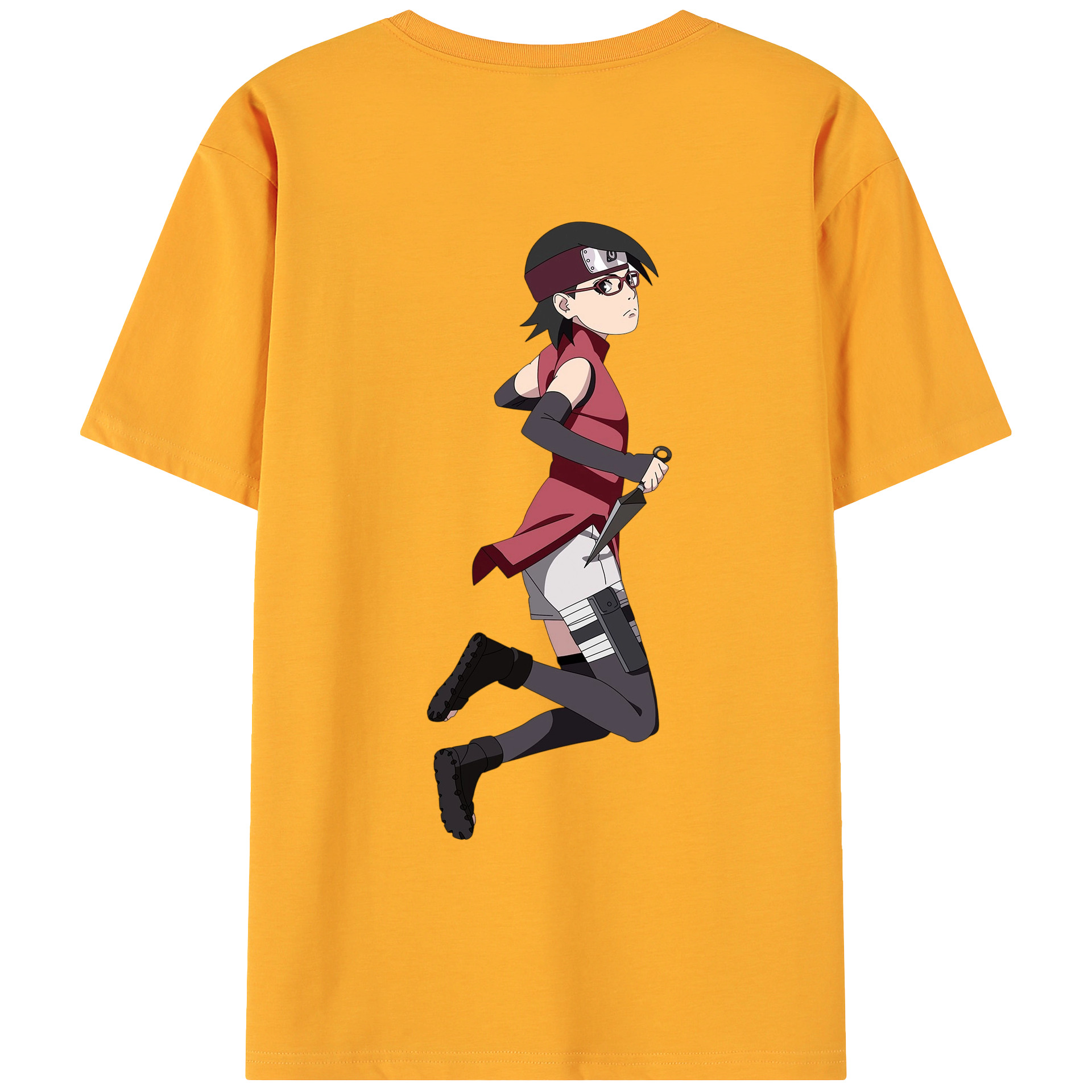 （画像用） NARUTO -ナルト- うちは サラダ Uchiha Sarada 綿100％ メンズ半袖Tシャツ（バックプリント） 通気性