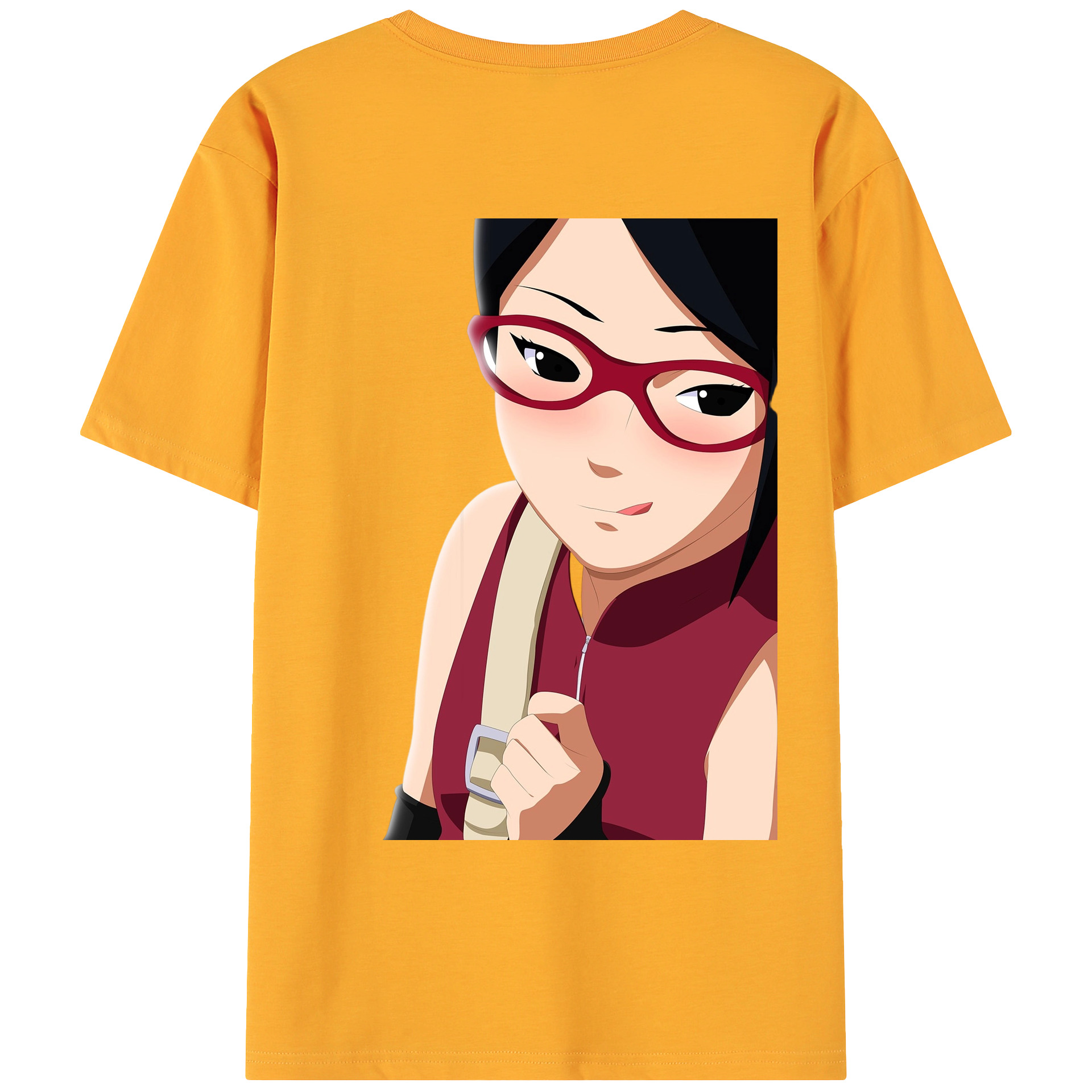 （画像用） NARUTO -ナルト- うちは サラダ Uchiha Sarada 綿100％ メンズ半袖Tシャツ（バックプリント） 通気性