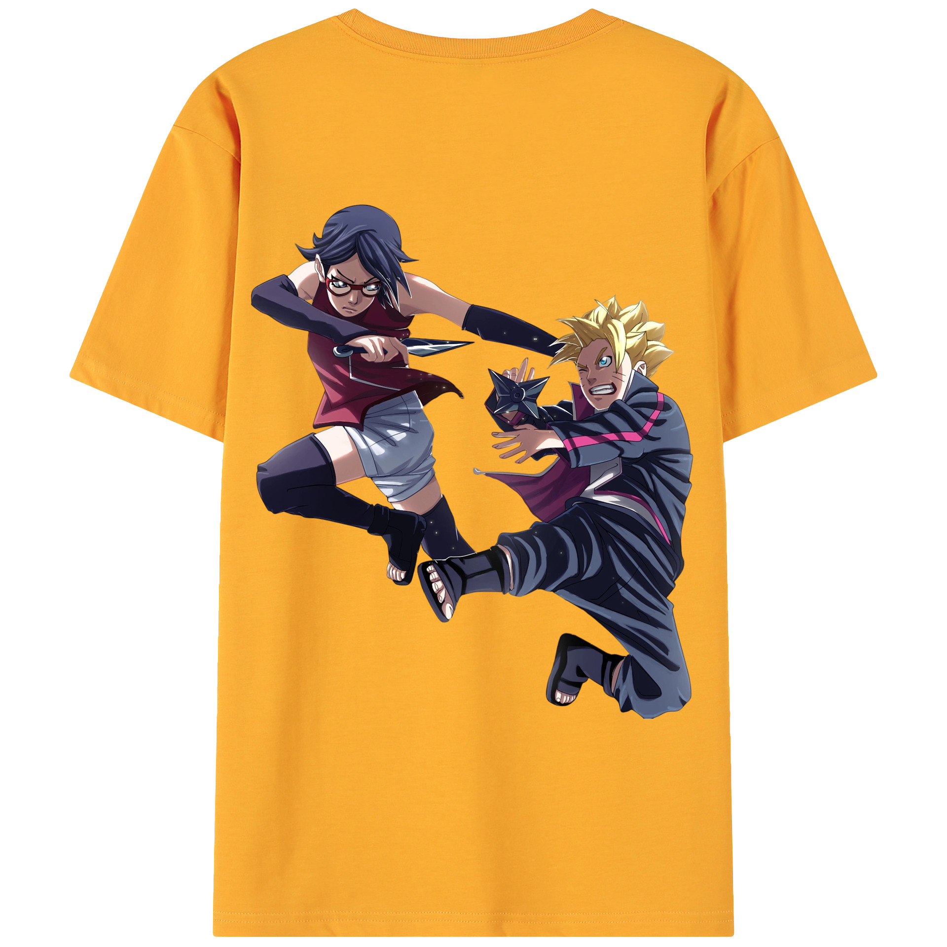 （画像用） NARUTO -ナルト- うちは サラダ Uchiha Sarada 綿100％ メンズ半袖Tシャツ（バックプリント） 通気性
