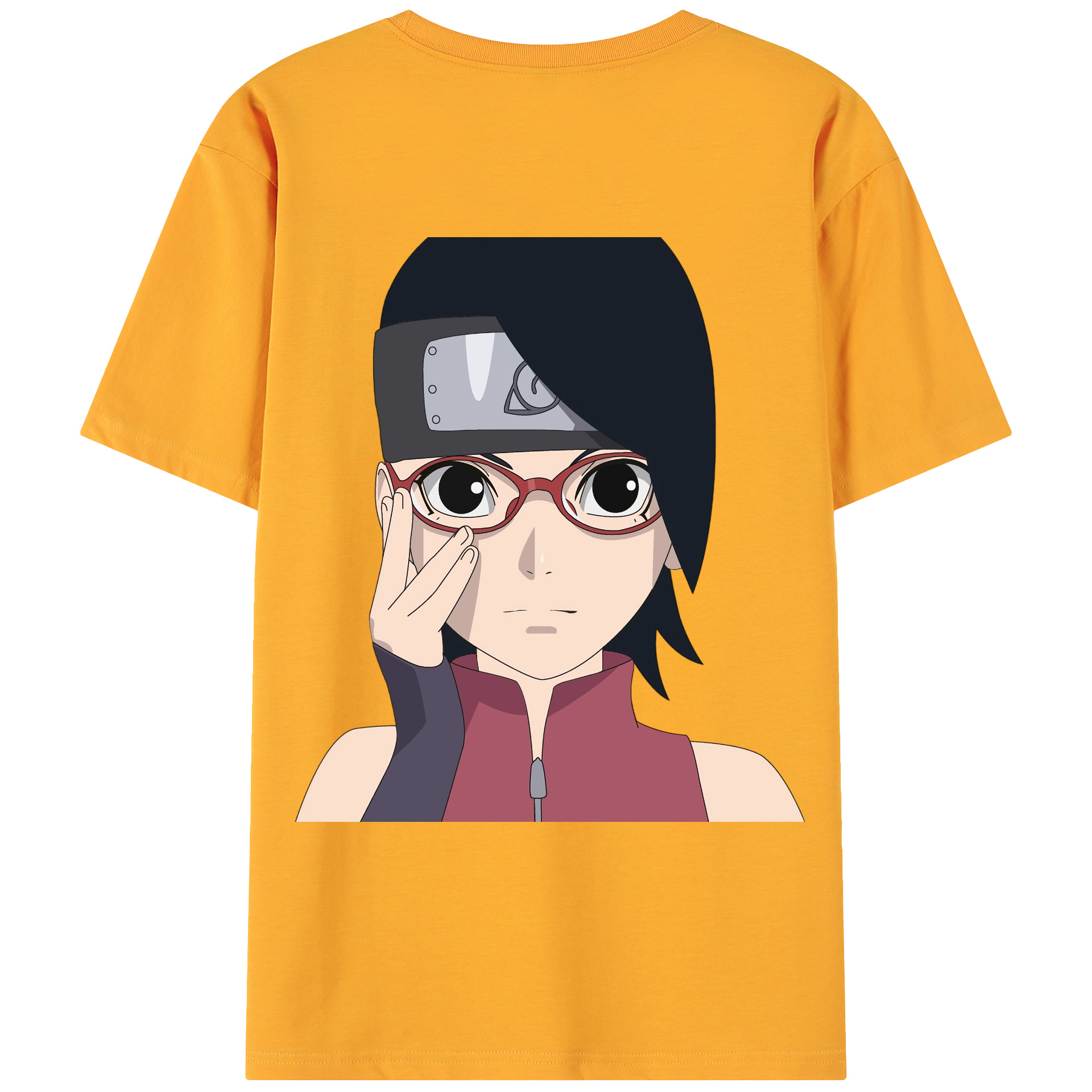 （画像用） NARUTO -ナルト- うちは サラダ Uchiha Sarada 綿100％ メンズ半袖Tシャツ（バックプリント） 通気性