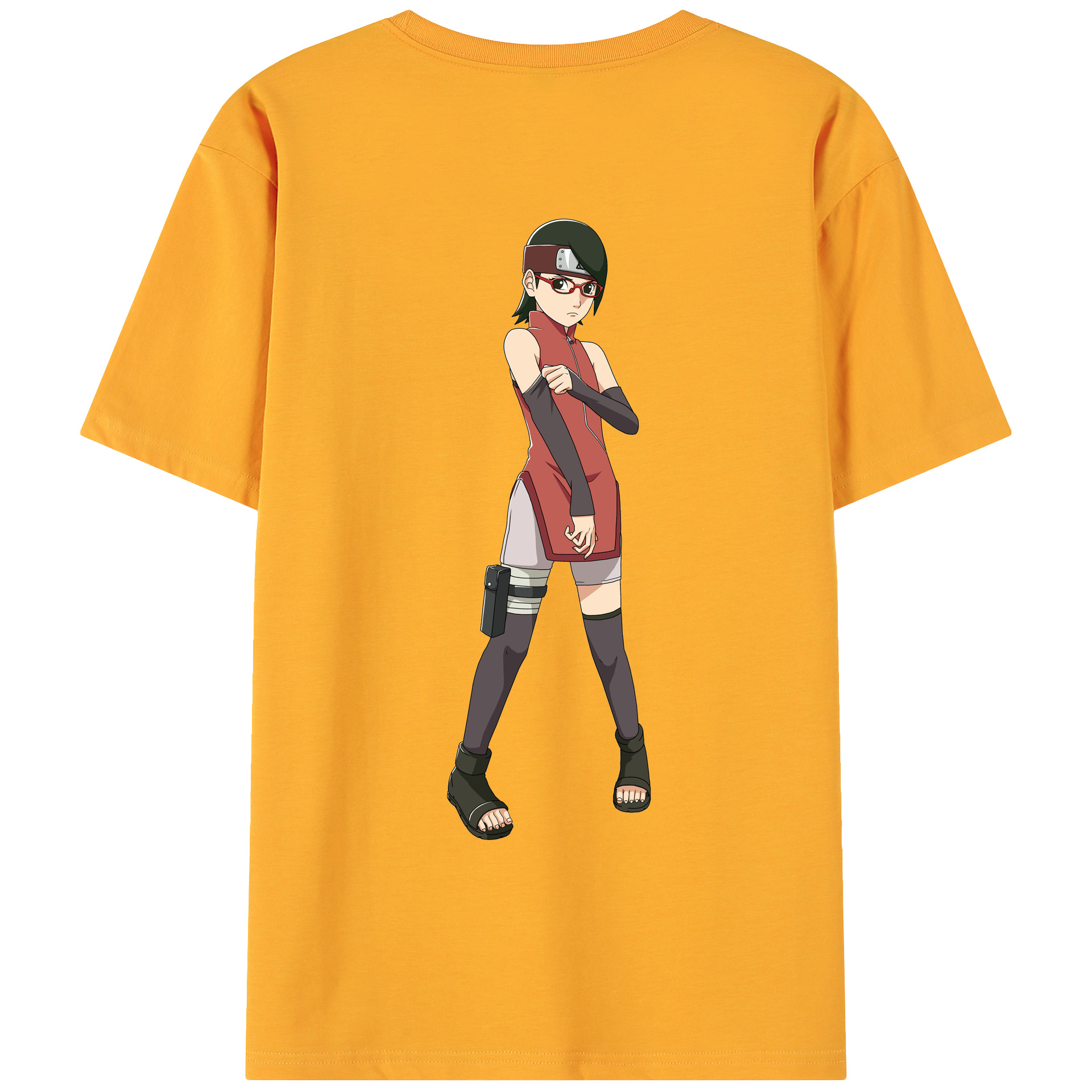 （画像用） NARUTO -ナルト- うちは サラダ Uchiha Sarada 綿100％ メンズ半袖Tシャツ（バックプリント） 通気性